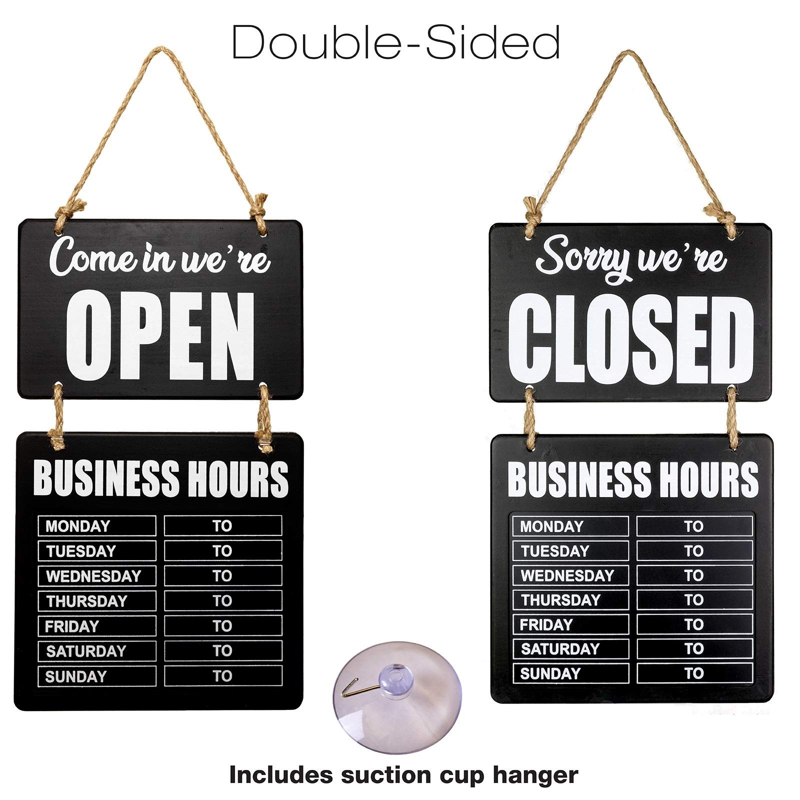 Excello Global Products Business Hours Hanging Chalkboard Black Welcome Chalk…