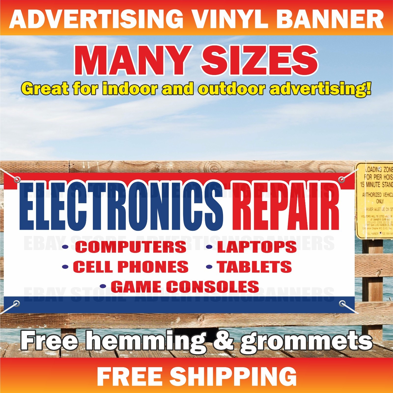 ELECTRONICS REPAIR Advertising Banner Vinyl Mesh Sign Service Fix Cell Phones