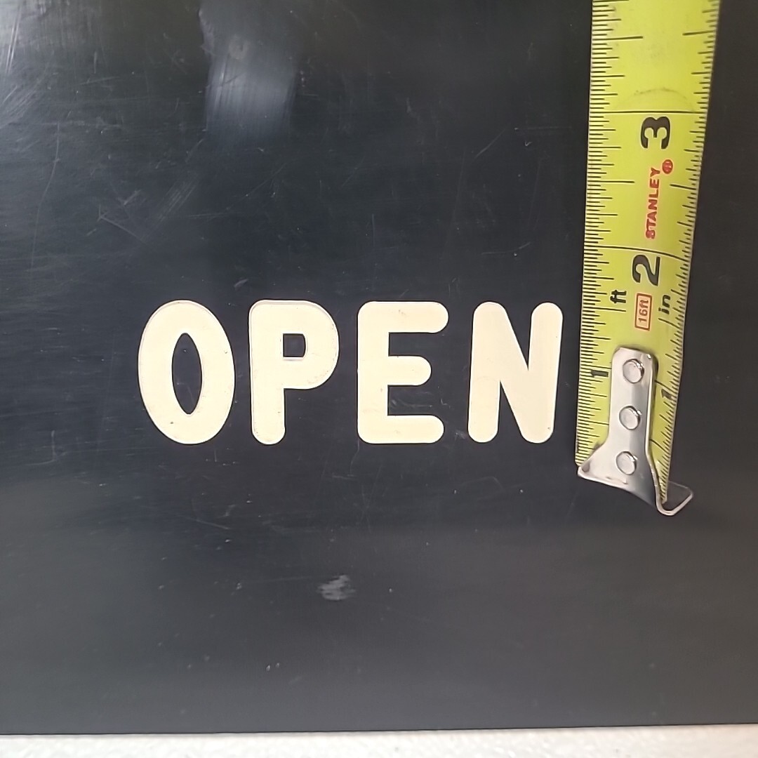 Set of Vintage OPEN / CLOSED White Letters On Black Double Sided 18″ x 8″