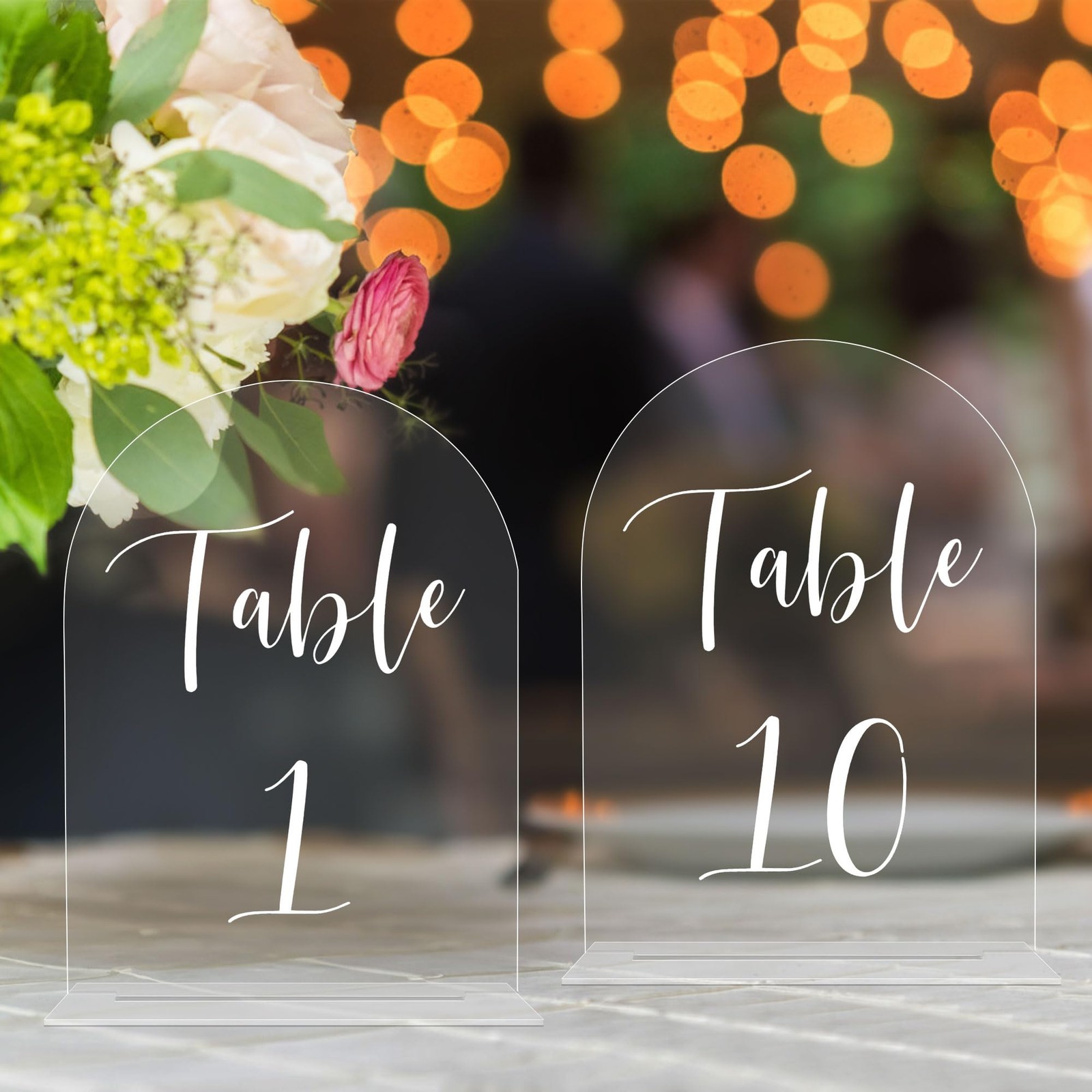 Arch Wedding Table Numbers 1-10 with Stands – 5″ X 7″ Acrylic Table Signs wit…