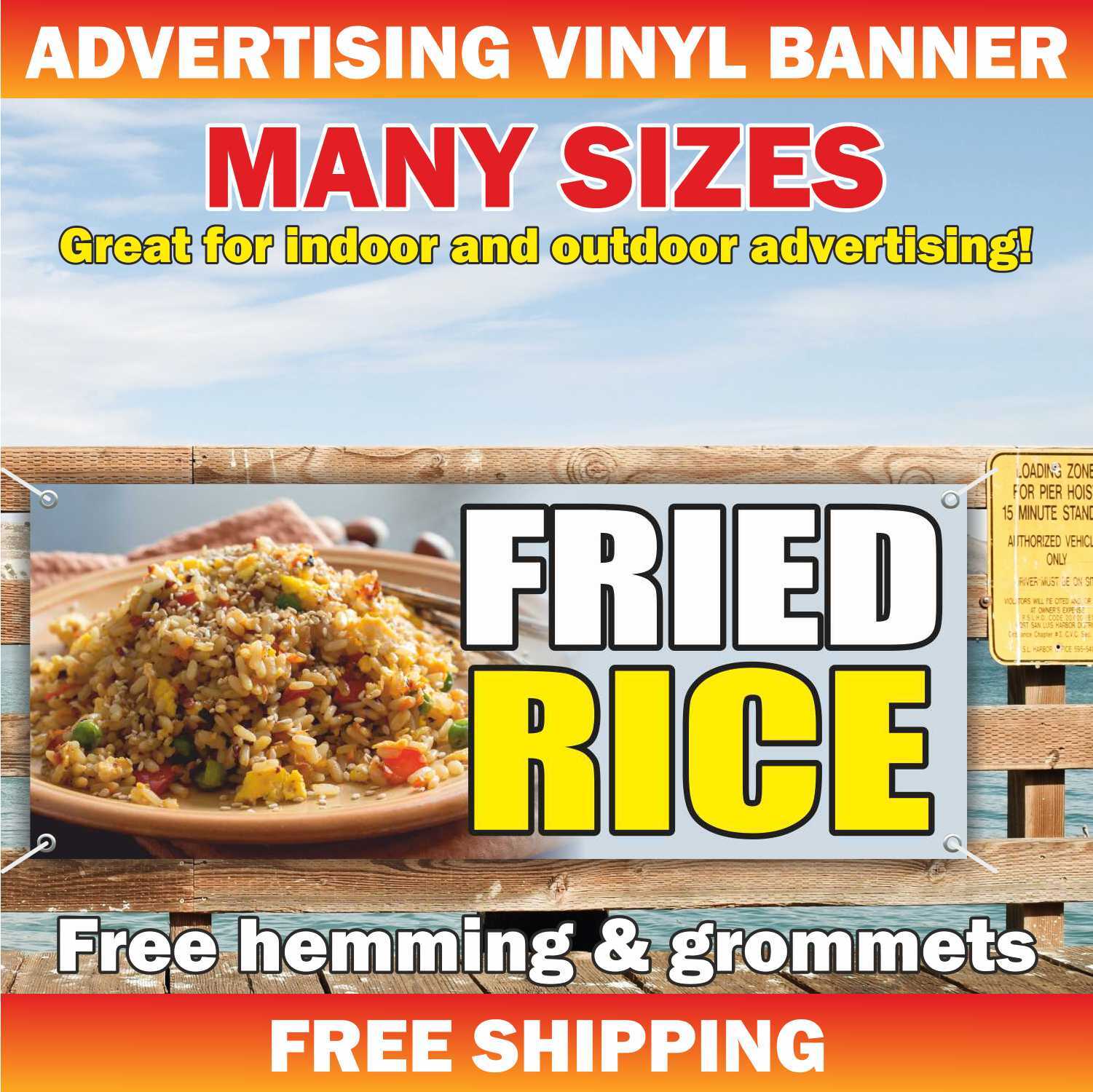 FRIED RICE Advertising Banner Vinyl Mesh Sign deep fry wing meat STIR FRY buffet