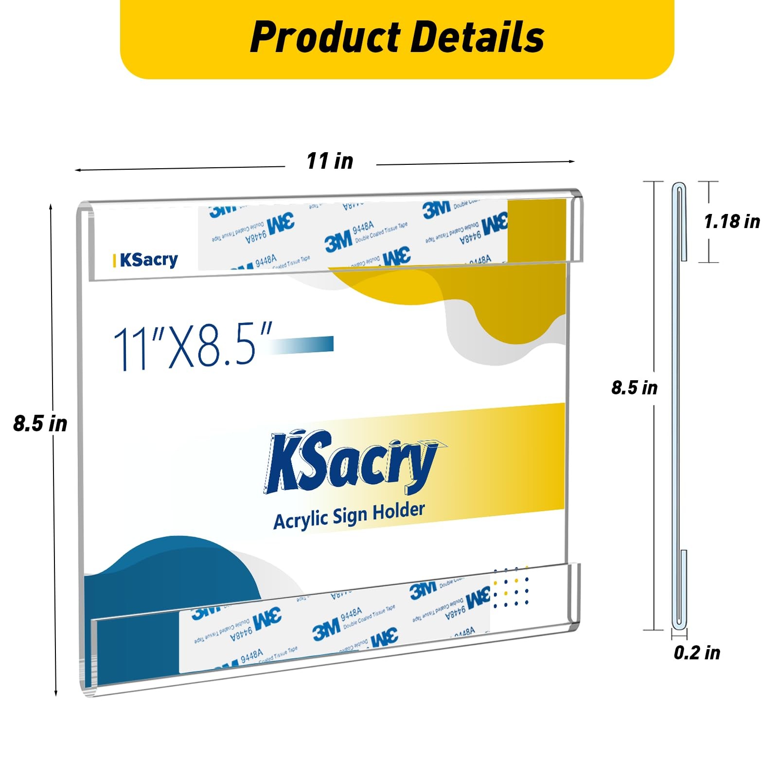 20 Pcs Acrylic Sign Holder 11 x 8.5, Horizontal Wall Mount Sign Holders with …