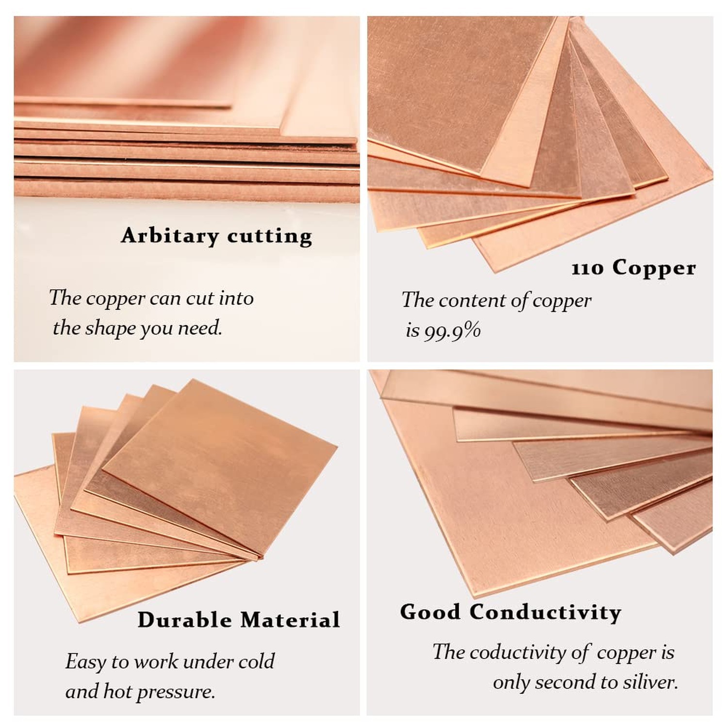22 Gauge 99.9% Pure Copper Sheet, 2 Pcs (0.02″ x 3.9″ x 3.9″) Copper Plates B…