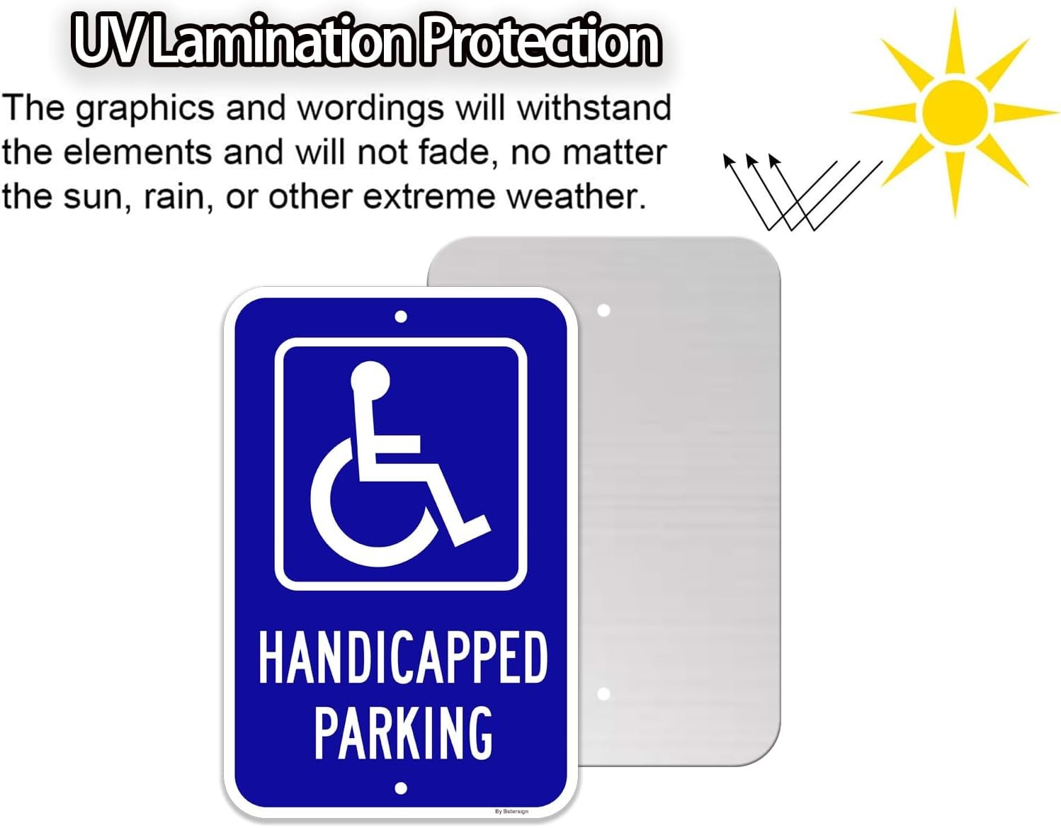 Handicap Parking Signs x 2 Pack, 12″ x 18″, Reflective 12 x 18 x 0.63, blue