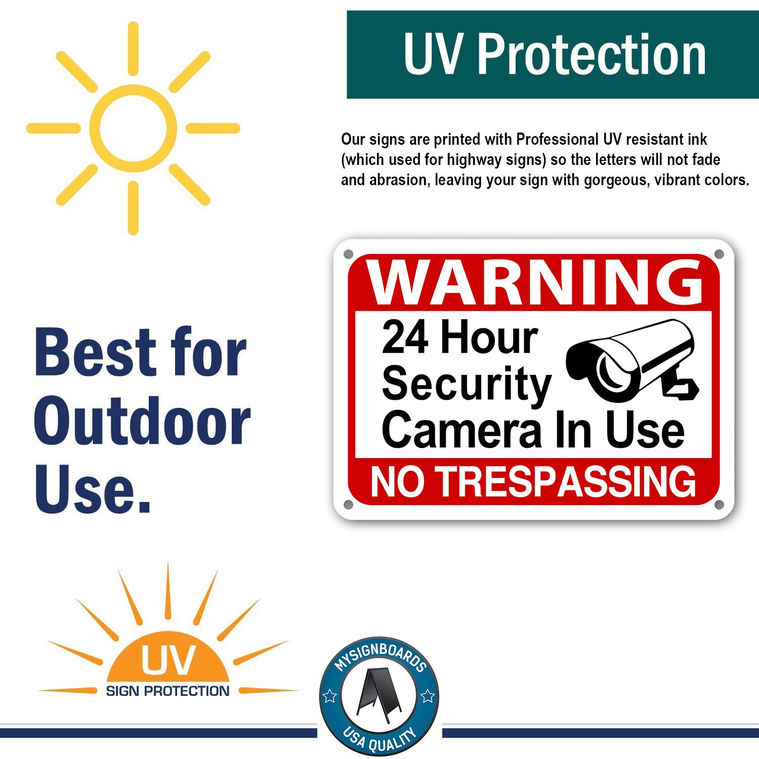 Warning 24 Hour Surveillance Signs Home Security Signs No Trespassing cctv sign