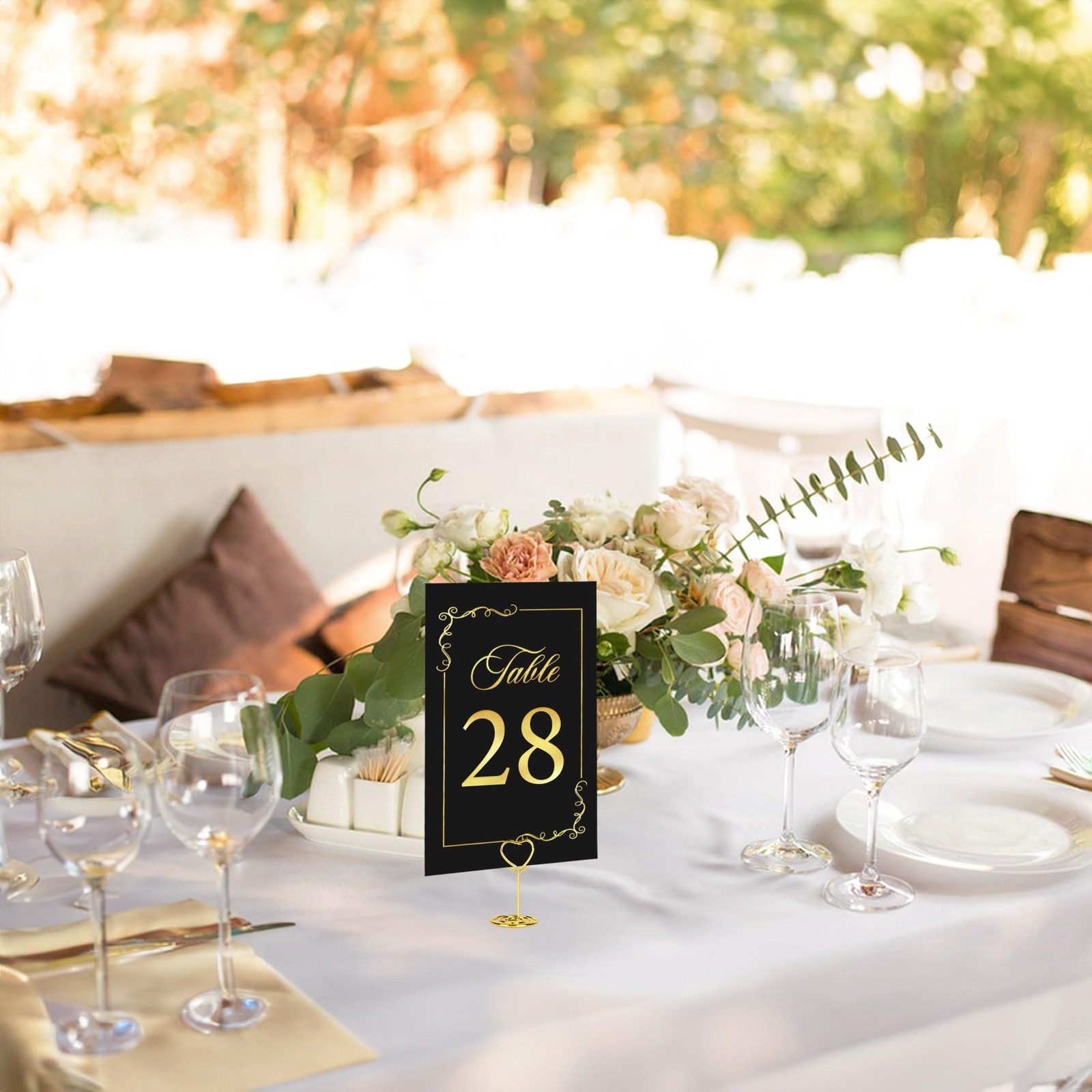 31 Sets Wedding Table Number Holders, Black Gold, Metal, Rectangular Pedestal…