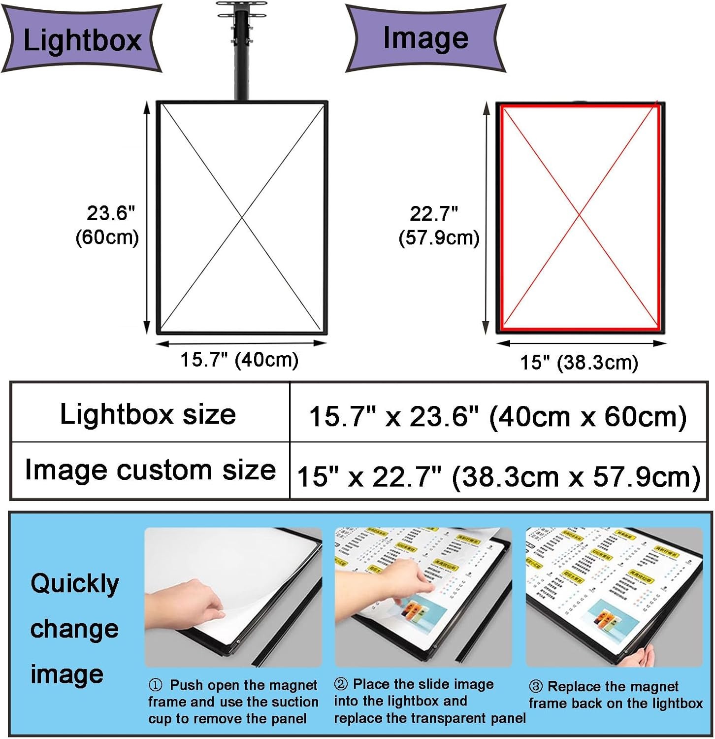 Slim LED Wall-Mounted Menu Display Light Box with 3D Snap Frame