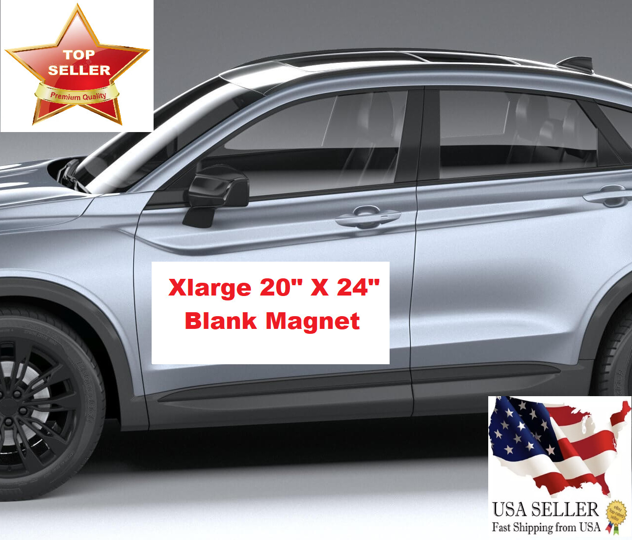 Blank WHITE Vehicle Magnetic Xlarge 20″x24″ Sign Car Truck Van SUV Business Logo