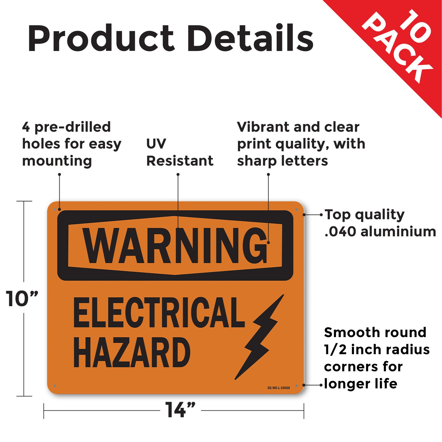 Electrical Hazard OSHA Warning Sign Metal, Plastic, Or Decal – 5 or 10 Pack