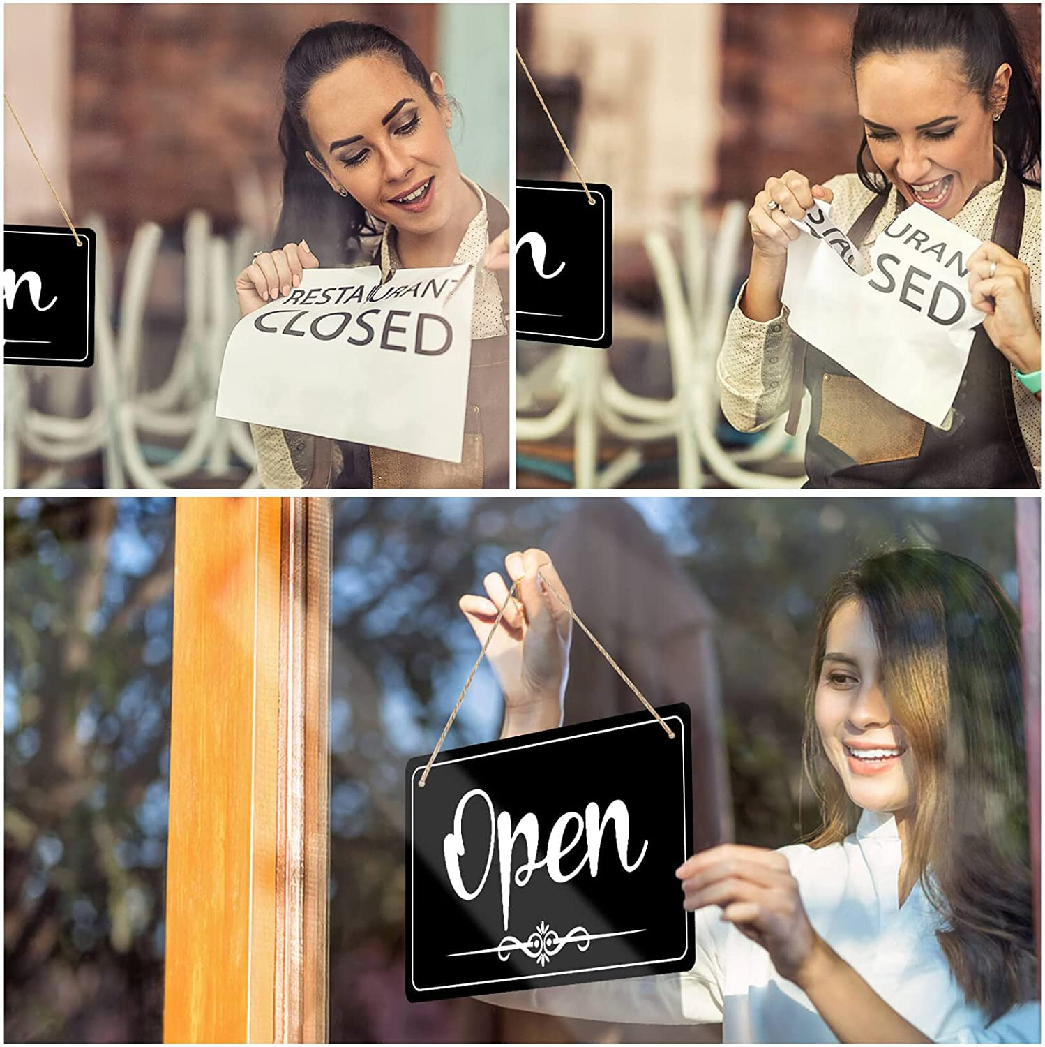 Open Signs Double Sided Open Closed Sign Business Hours Sign Hanging Business Op