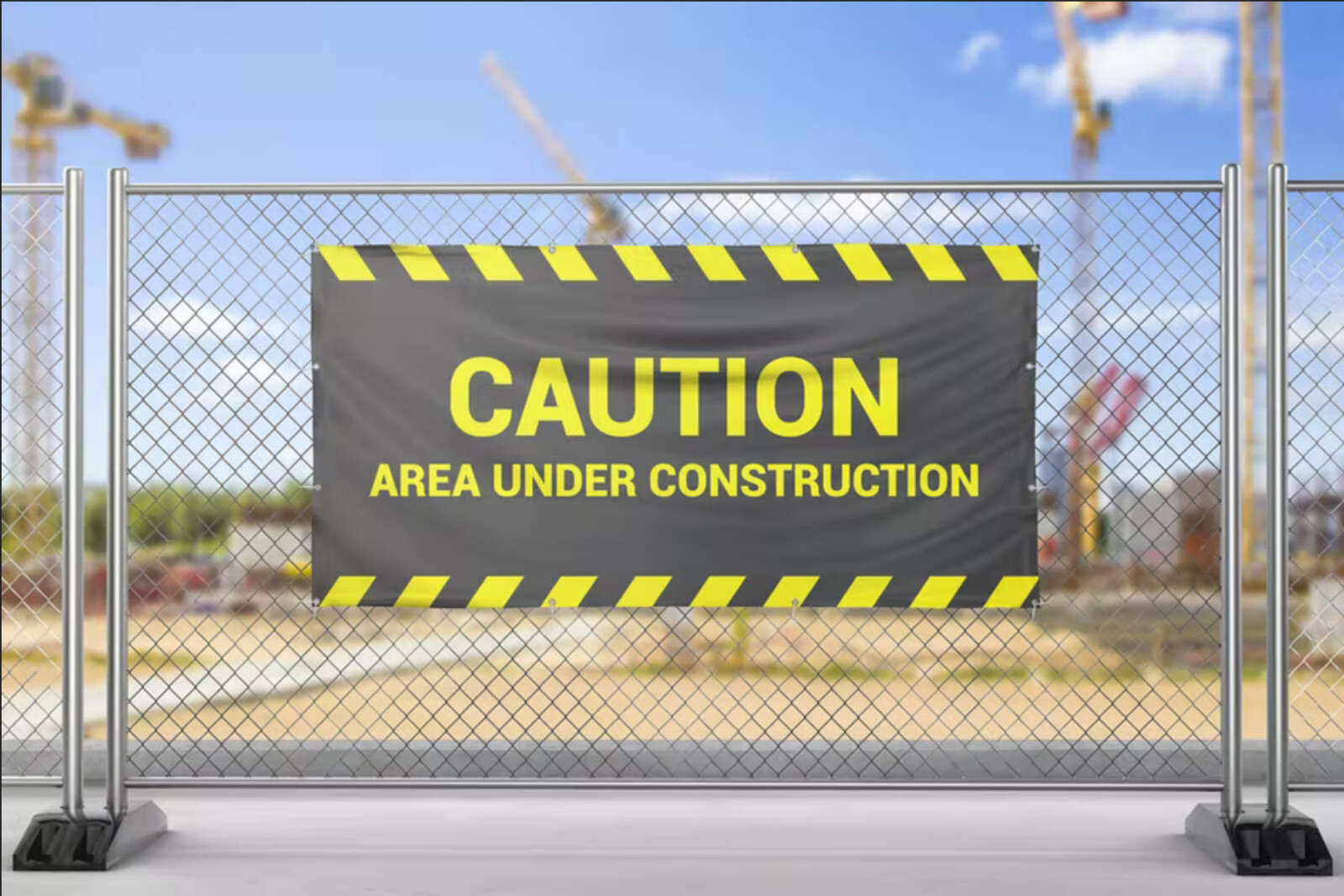 3×6 CAUTION AREA UNDER CONSTRUCTION Generic Vinyl Banner Sign Weather Durable