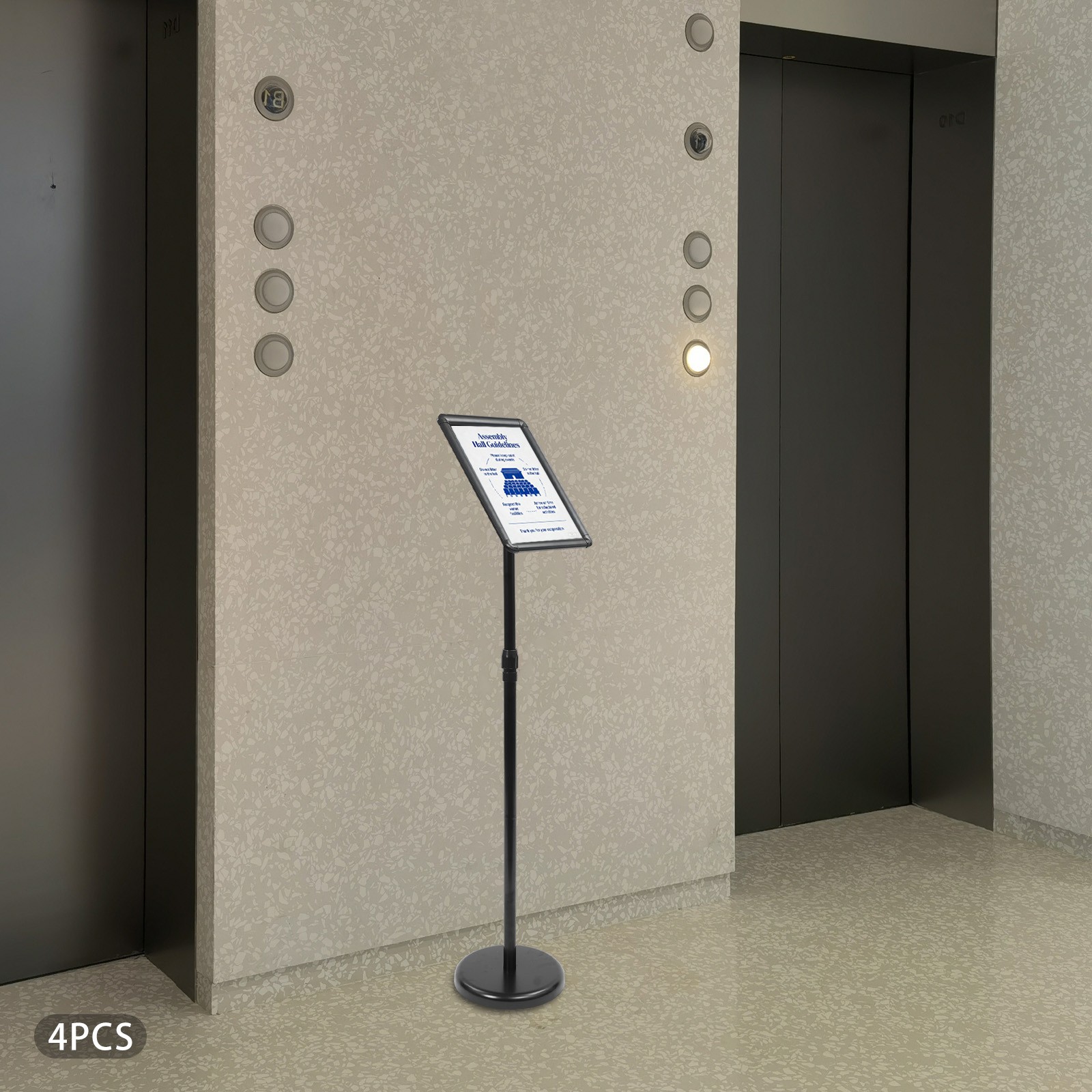 4 Packs Sign Stands Adjustable Floor Standing Sign Holder Pedestal Poster Stand