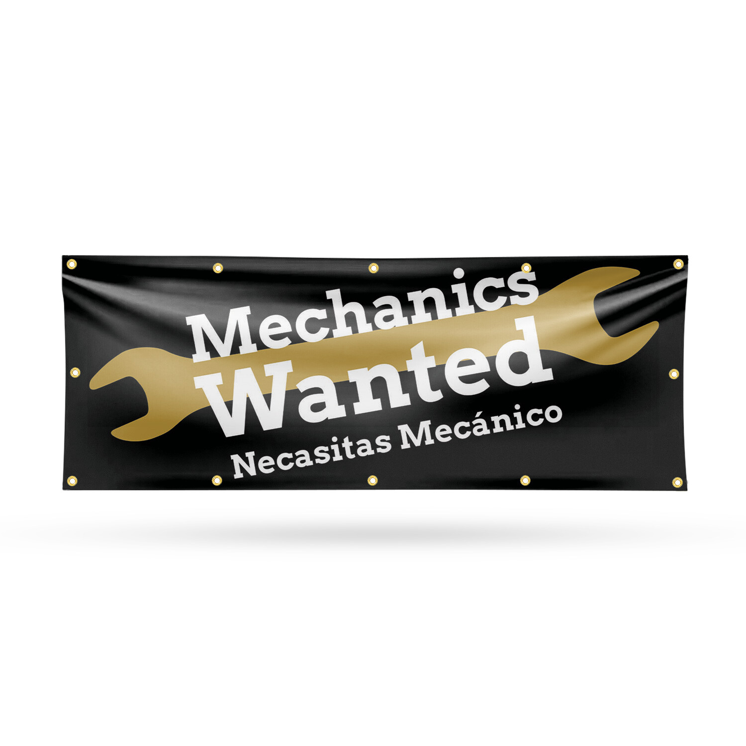 Mechanics Wanted English Spanish Vinyl Banner Sign with Metal Grommets