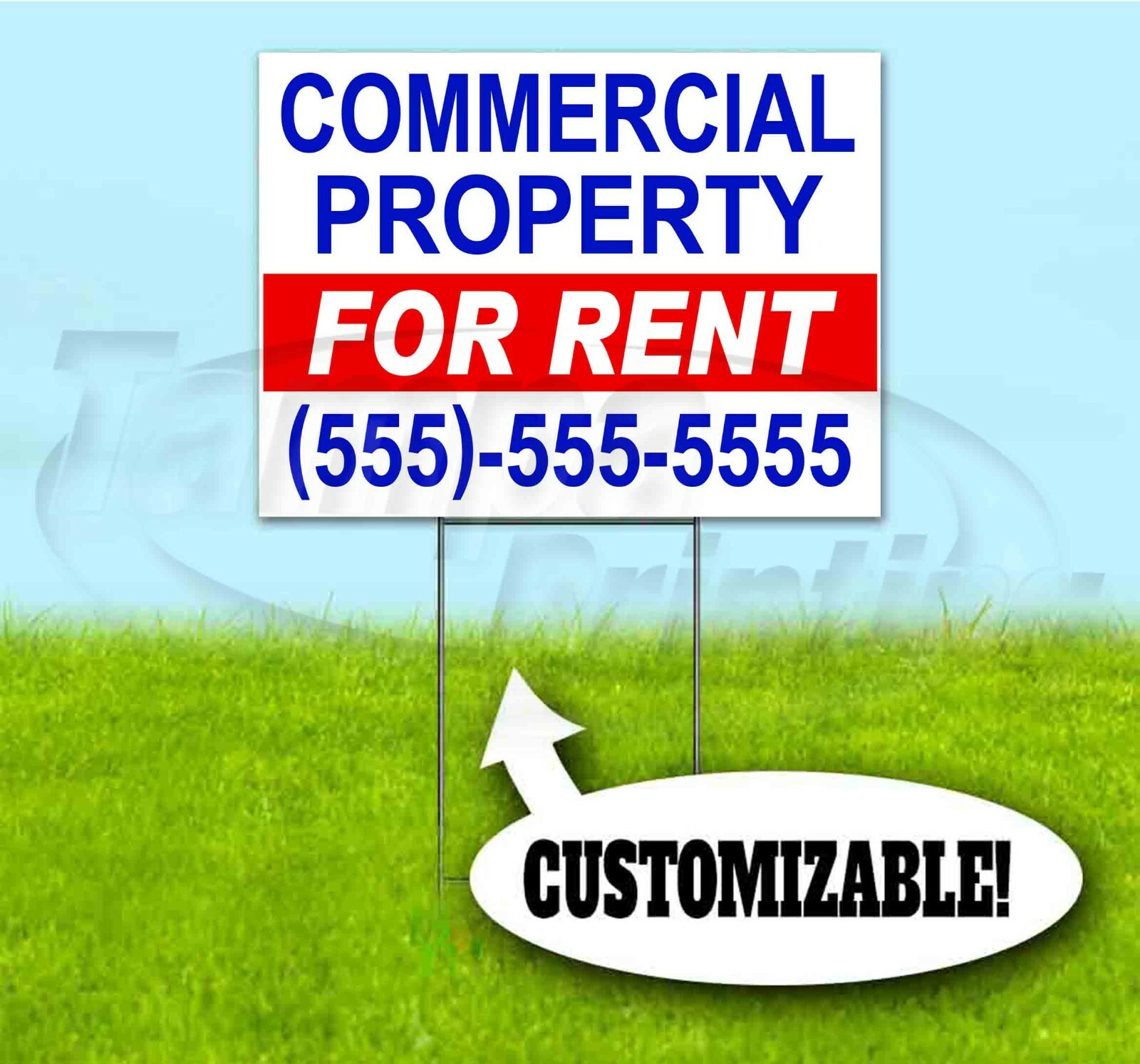 COMMERCIAL PROPERTY FOR RENT CUSTOM 18×24 Yard Sign WITH STAKE Bandit REALTY