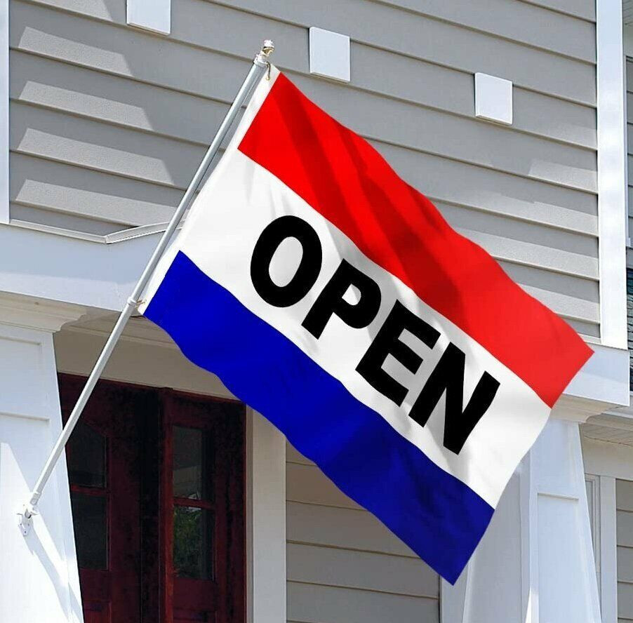 OPEN Flag Red White Blue Store Banner Advertising Pennant Business Sign 3’x5′