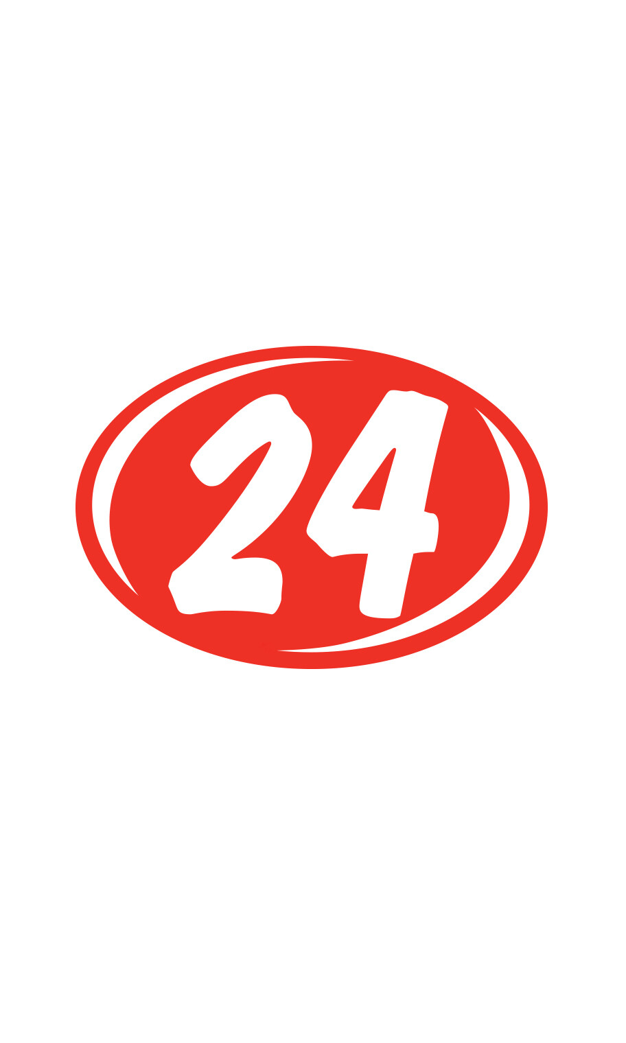 SSWBasics Oval 2-Digit Year Stickers – White/Red – “24” – Pack of 12