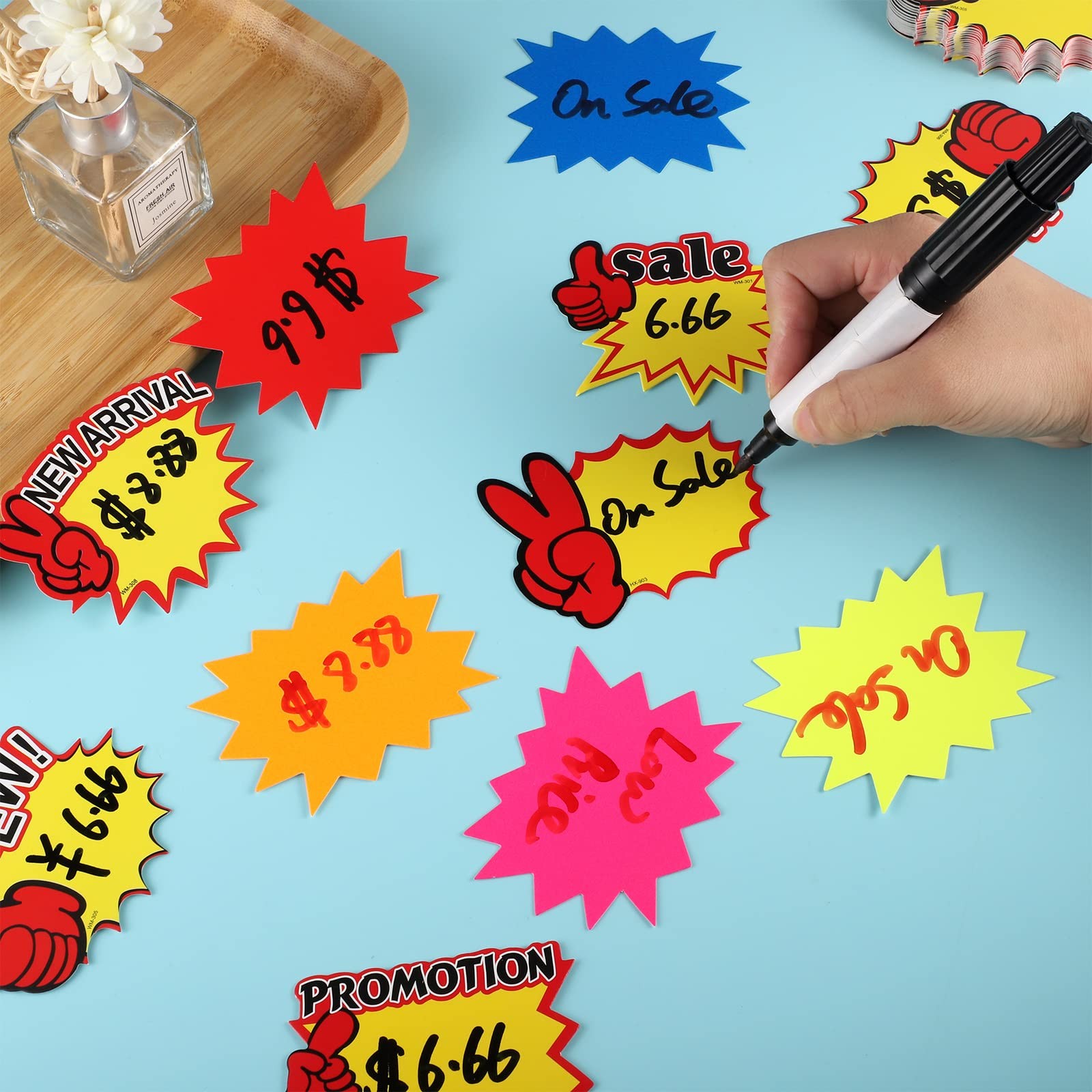 600 Pieces Starburst Signs for Price Stickers, Garage Retail Sale Signs Yard