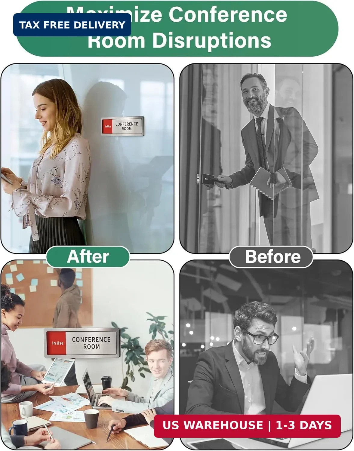 Office Door Signs Do Not Disturb, In Use/Available Slider Sign for Home Office W