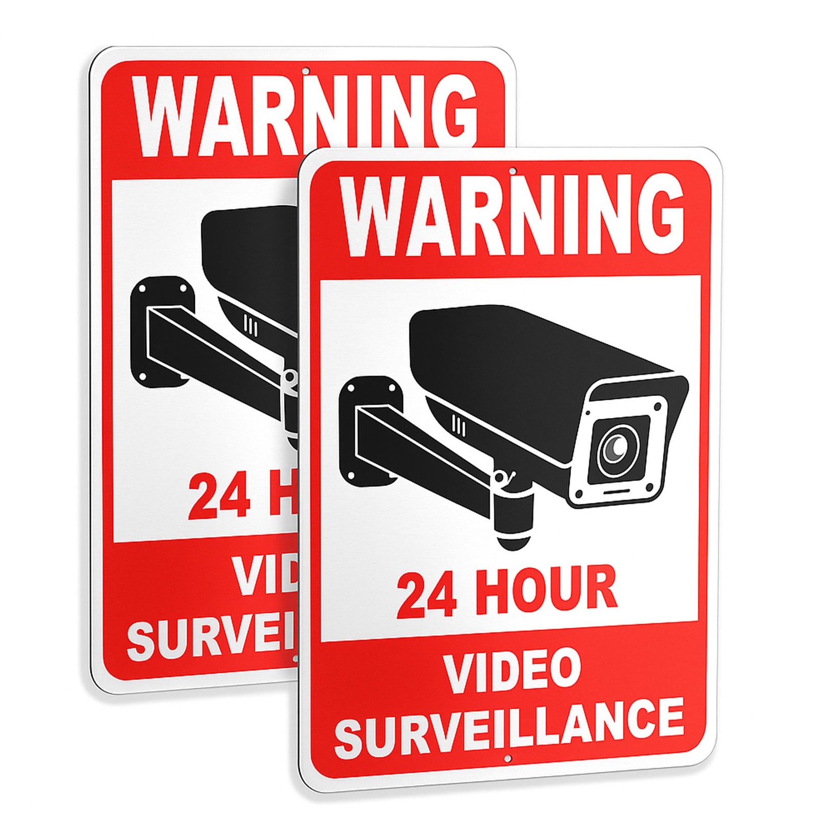 2 PC Video Surveillance Sign – 10×7 Aluminum Smile Your on Camera Signs – 24