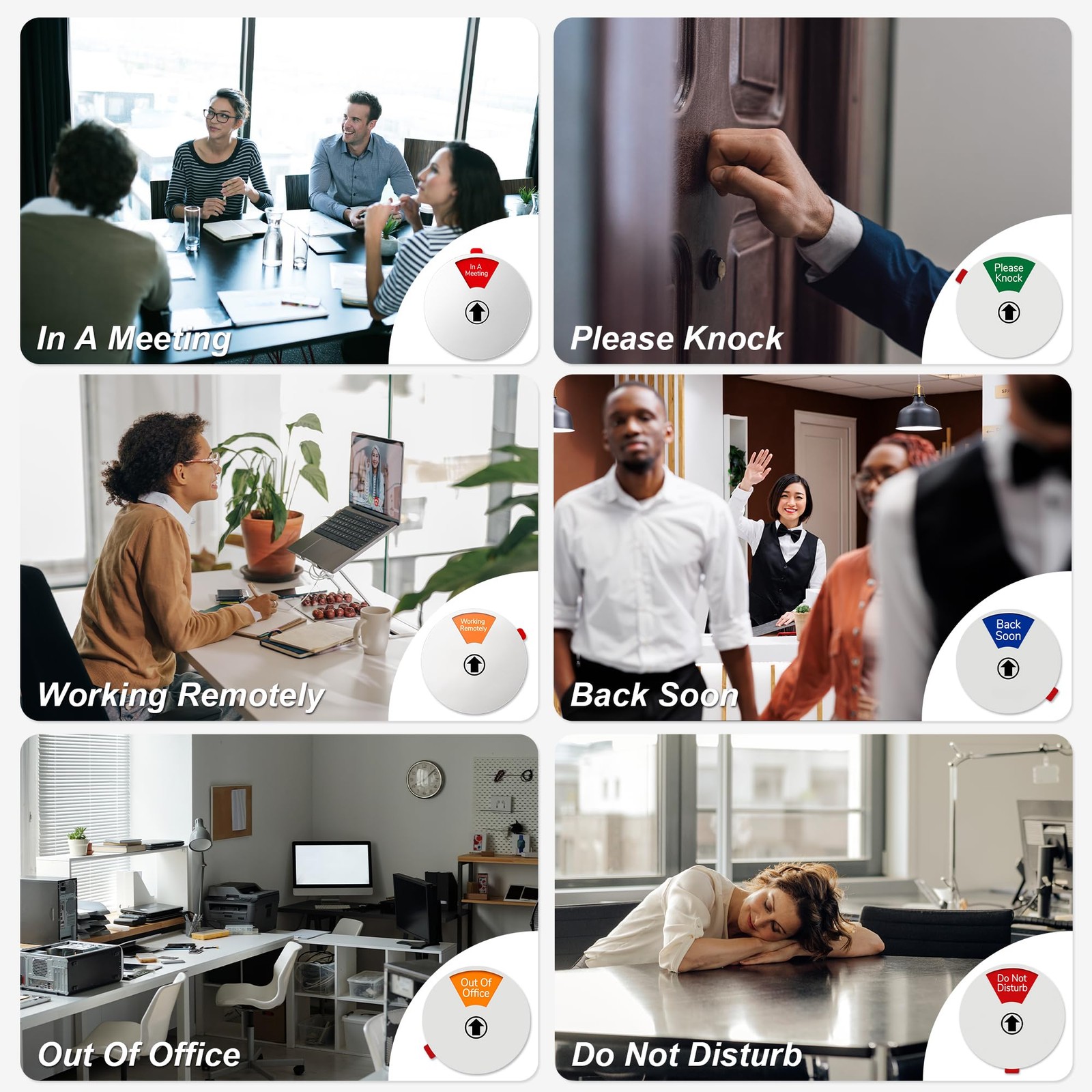 Office Door Signs, Do Not Disturb, In a Meeting, Working Remotely, Out of Off…