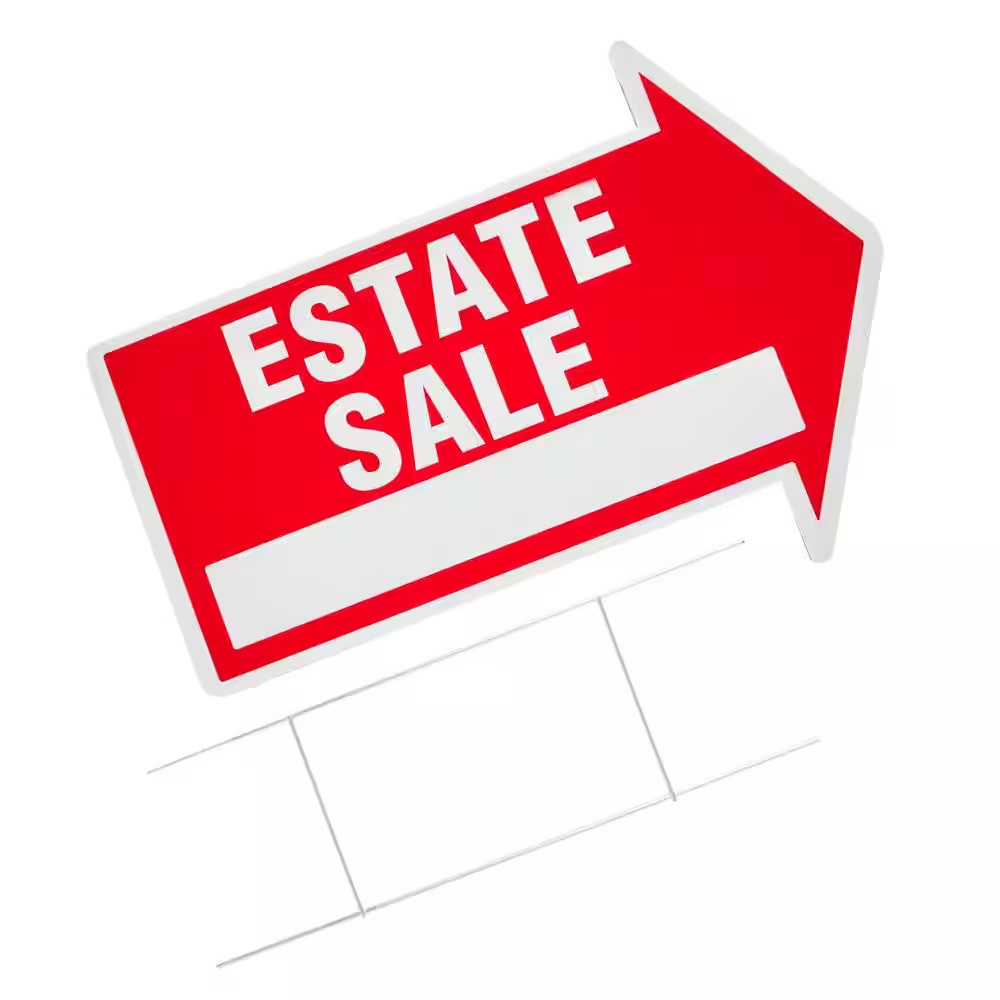 15 In. X 21 In. Corrugated Plastic 2-Sided Estate Sale Yard Sign