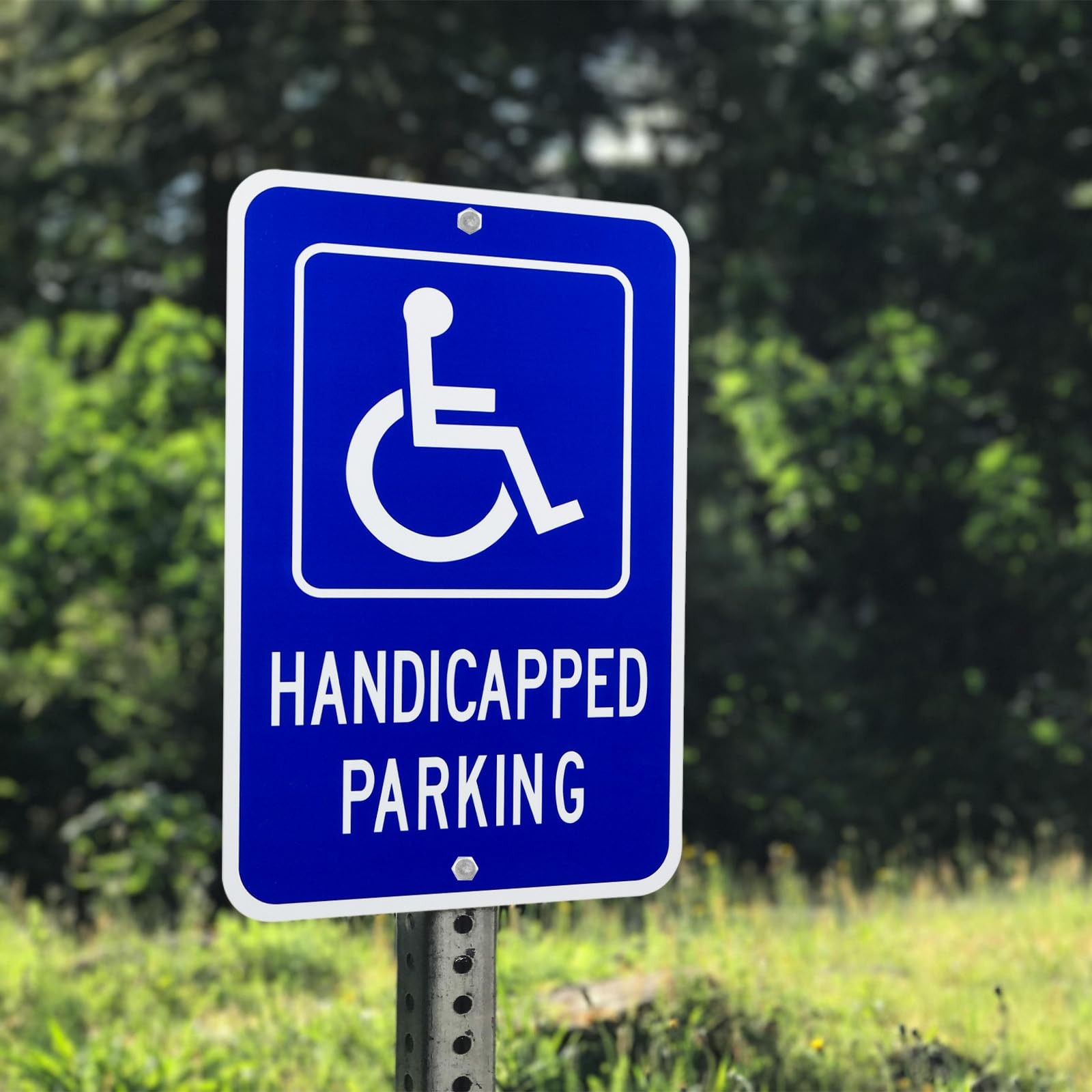 4 PCS Handicap Parking Sign 18×12 Inch 1mm Aluminum Reflective Blue
