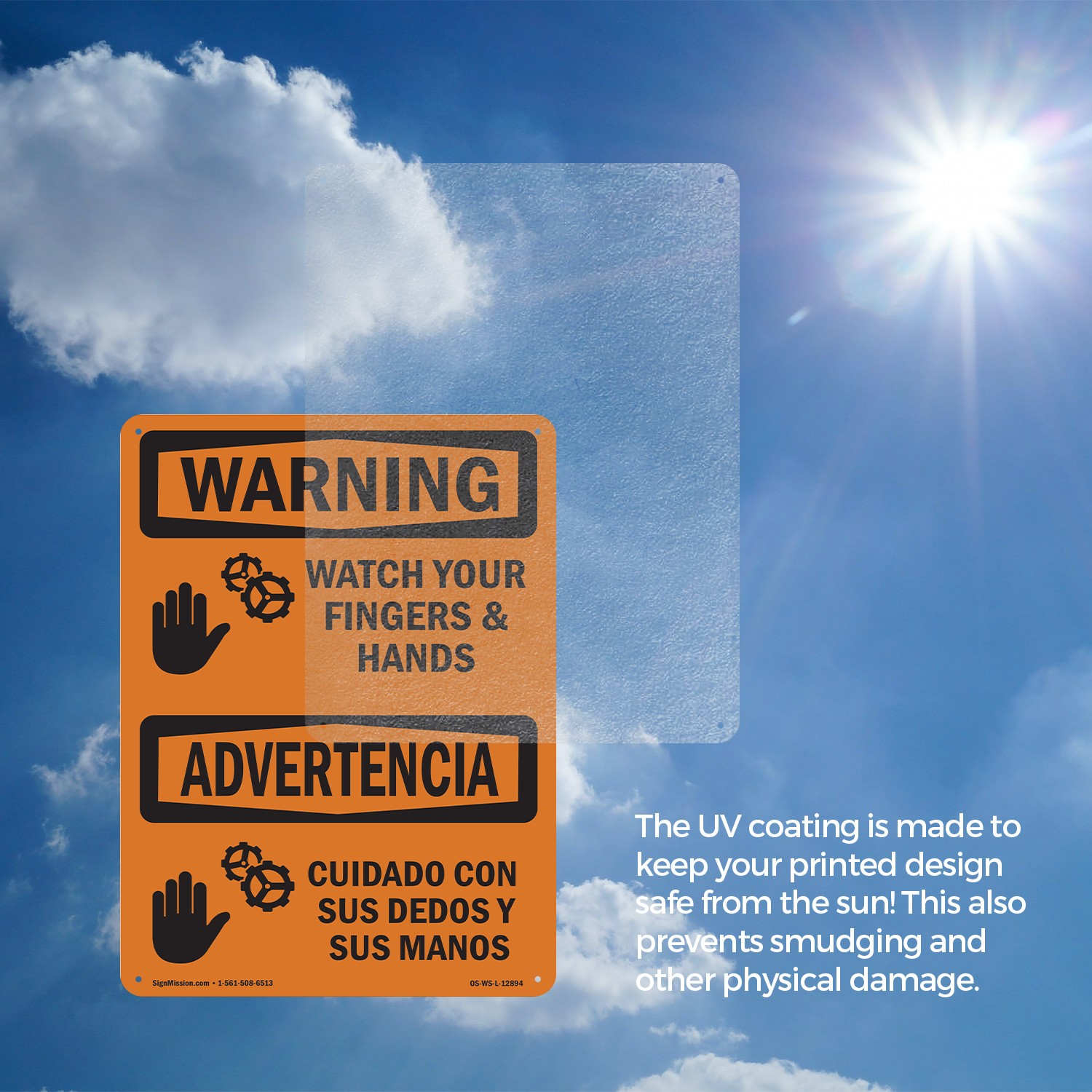 Watch Your Hands And Fingers Bilingual OSHA WARNING Sign Or Decal – 5 or 10 Pack