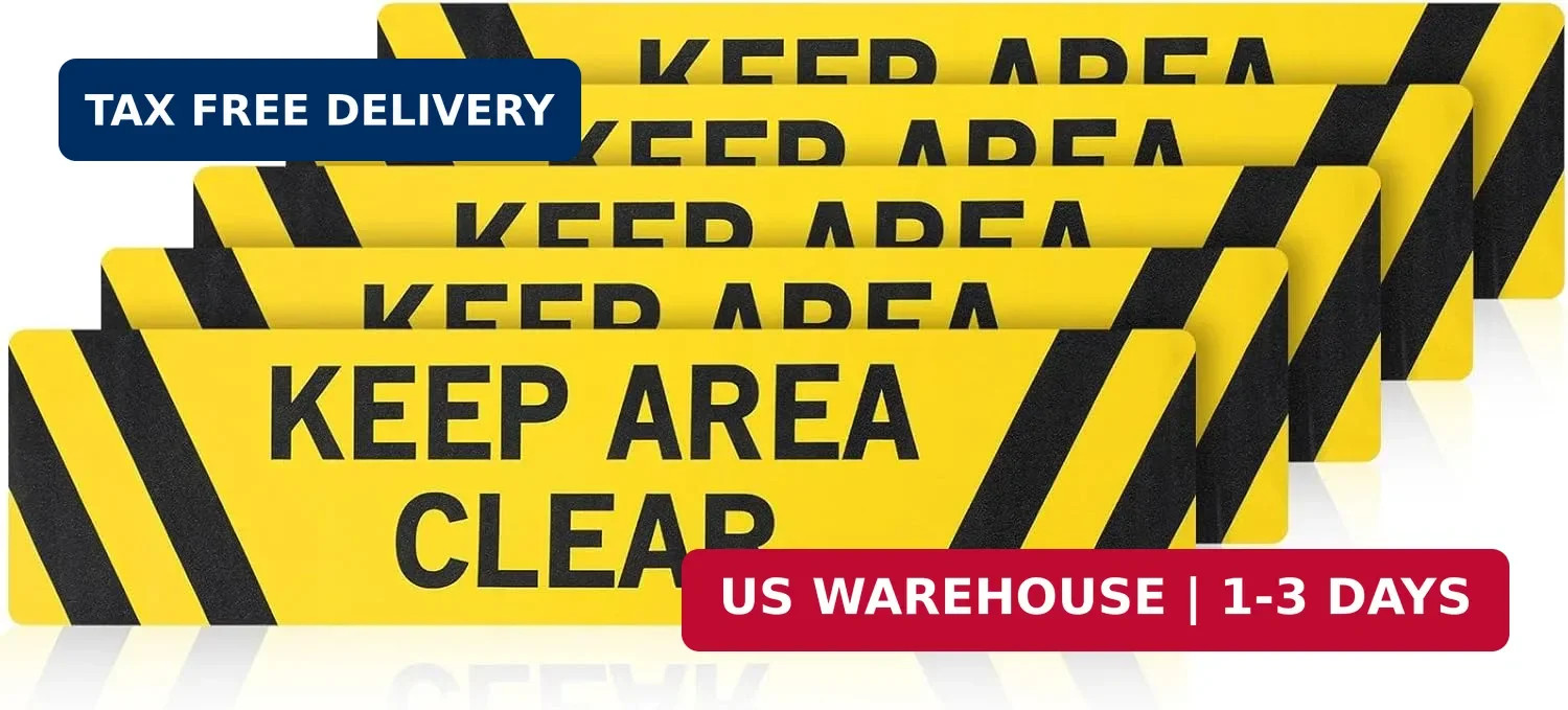 5 pack Keep Area Clear Anti Slip Adhesive Floor Sign 6 x 24 Keep Area Clear Non
