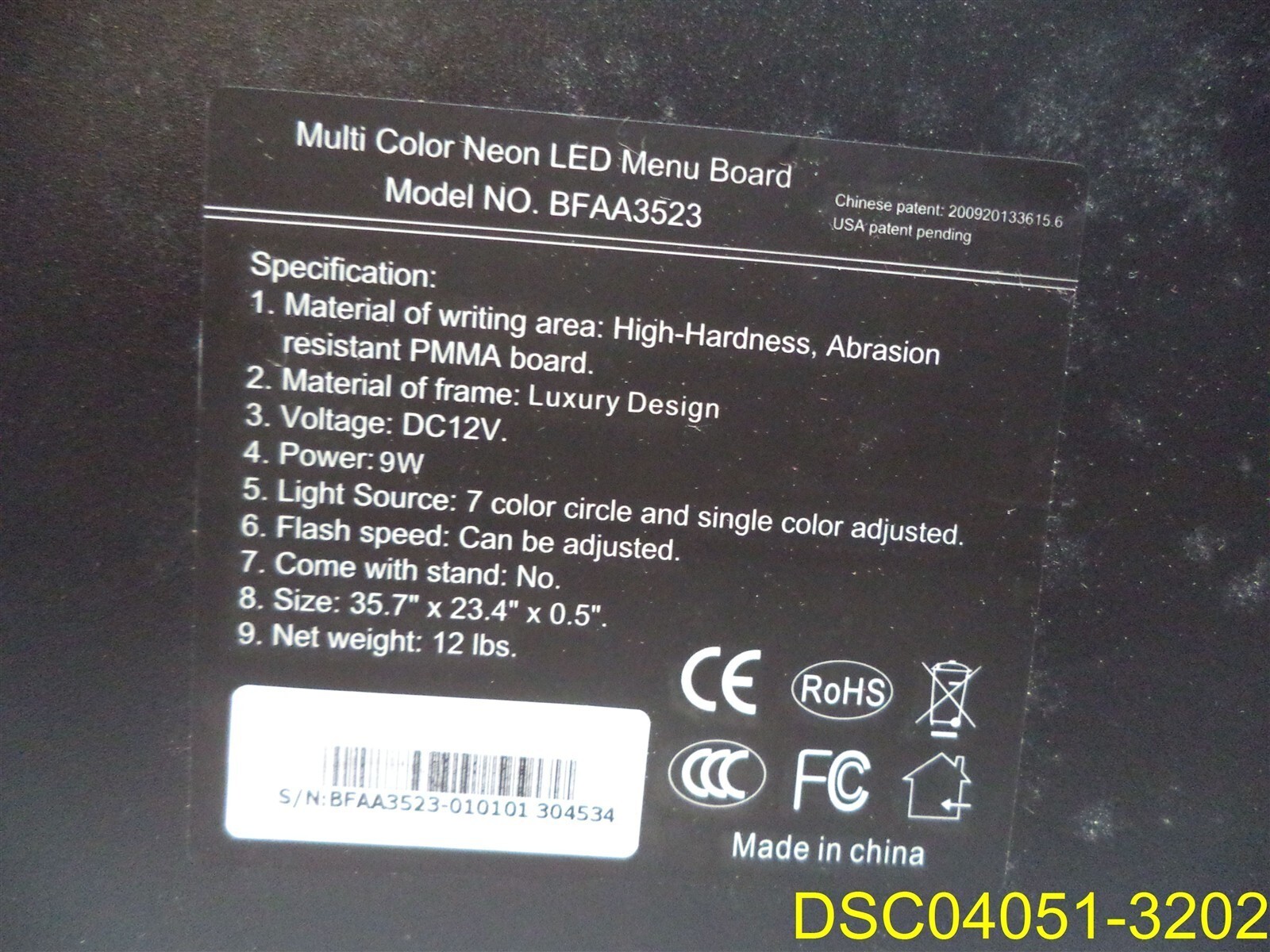 Multi Color LED Message Board #BFAA3523, 35.7″ x 23.4″