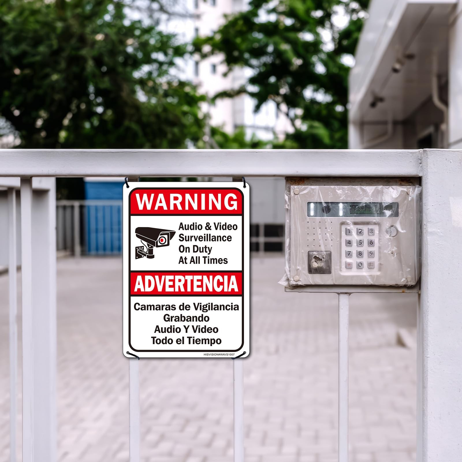 Warning Audio & Video Surveillance On Duty At All Times Bilingual Sign，2Pack…