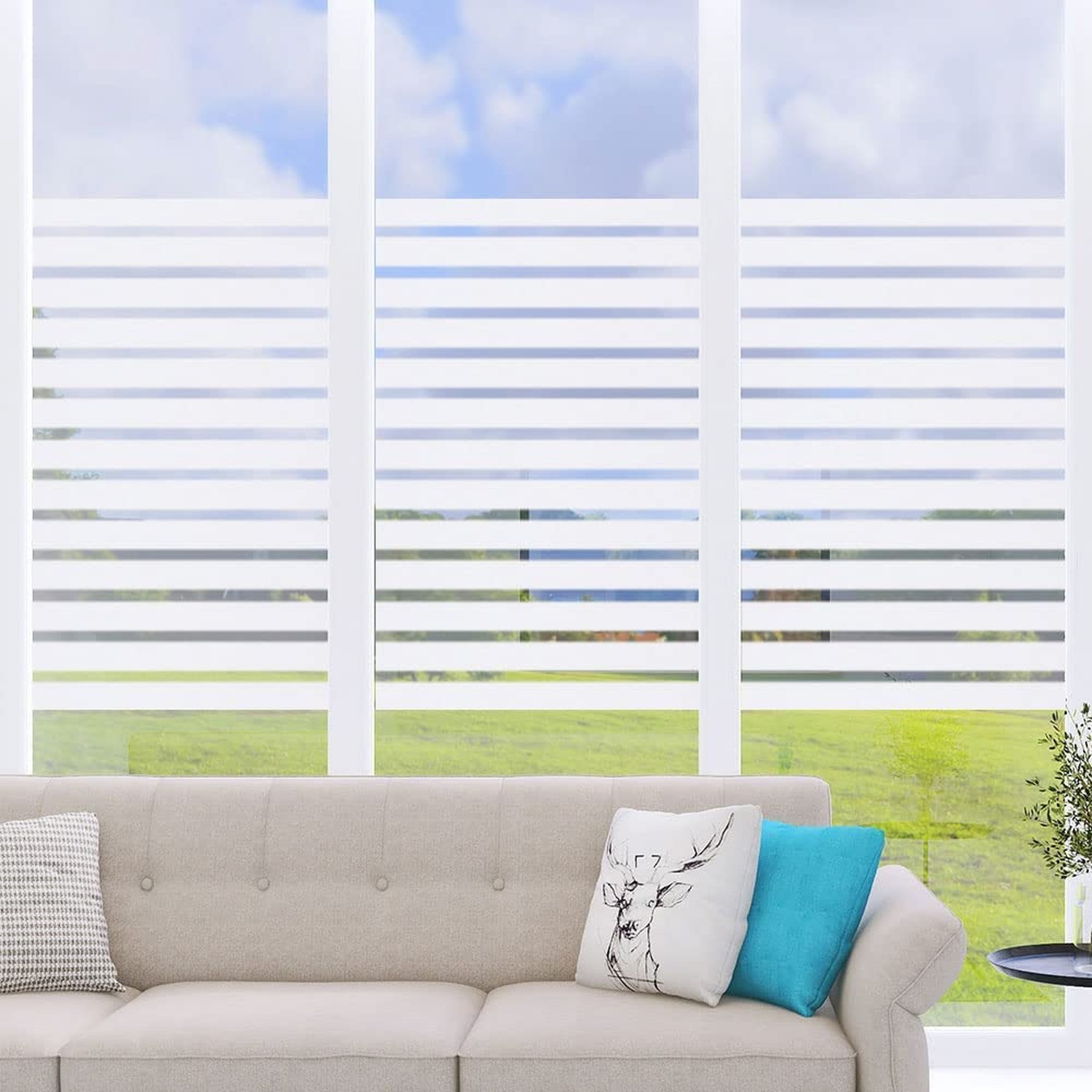 2/4 Stripe Frosted Window Film, Privacy Glass Window Sticker, Vinyl Decorativ…