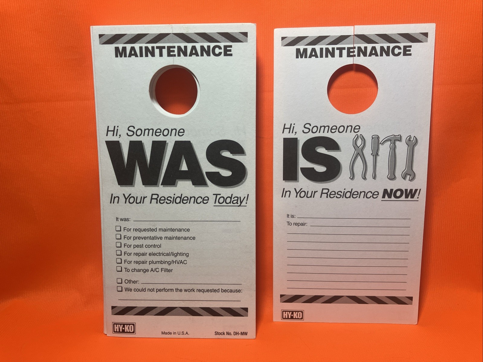 PRODUCTS DH-MW 7 in. x 3-1/2 in. Paper Reversible Maintenance Door Hang Tag 76