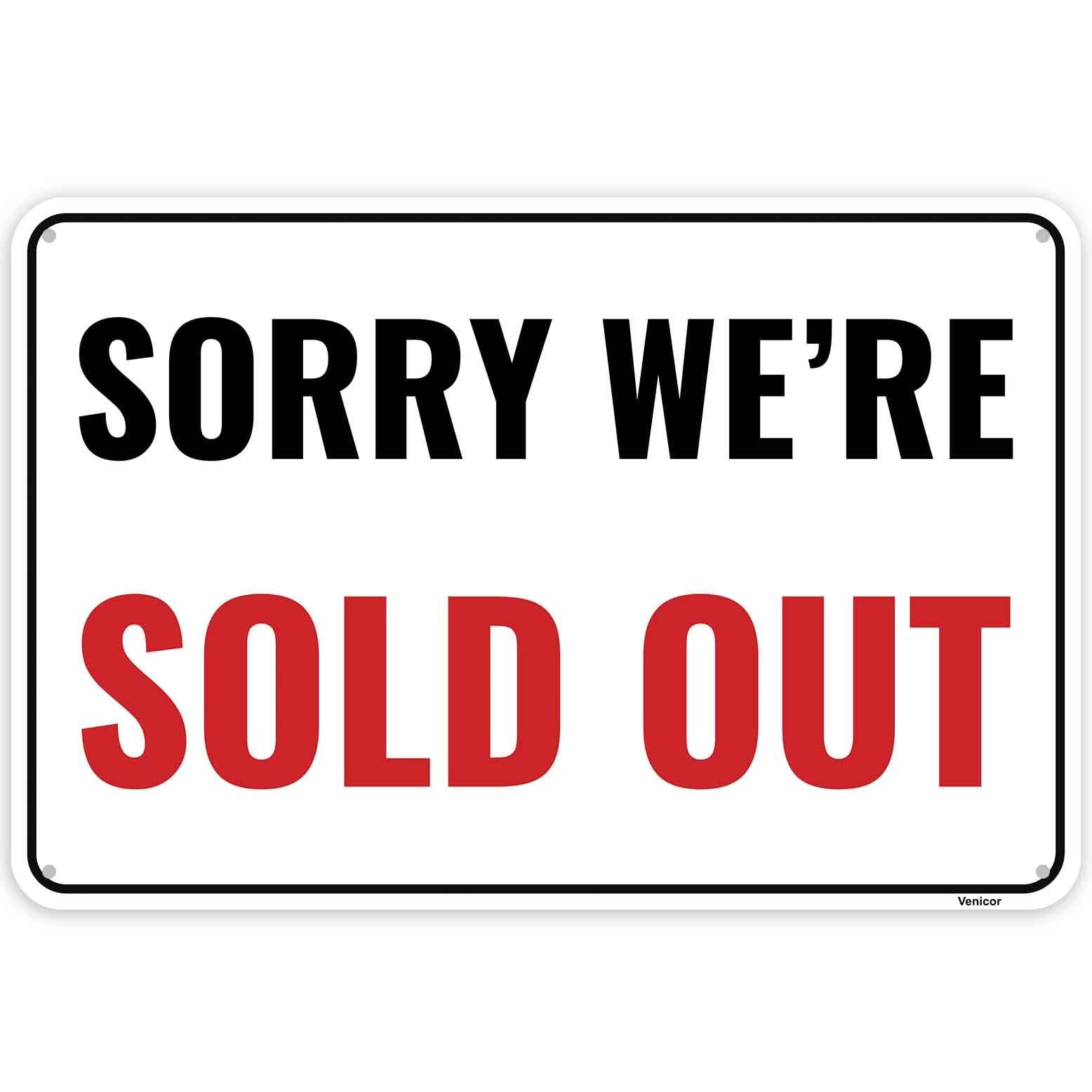 12×8 inch Sold Out Sign Aluminum Sorry We’re Sold Out Business Signage