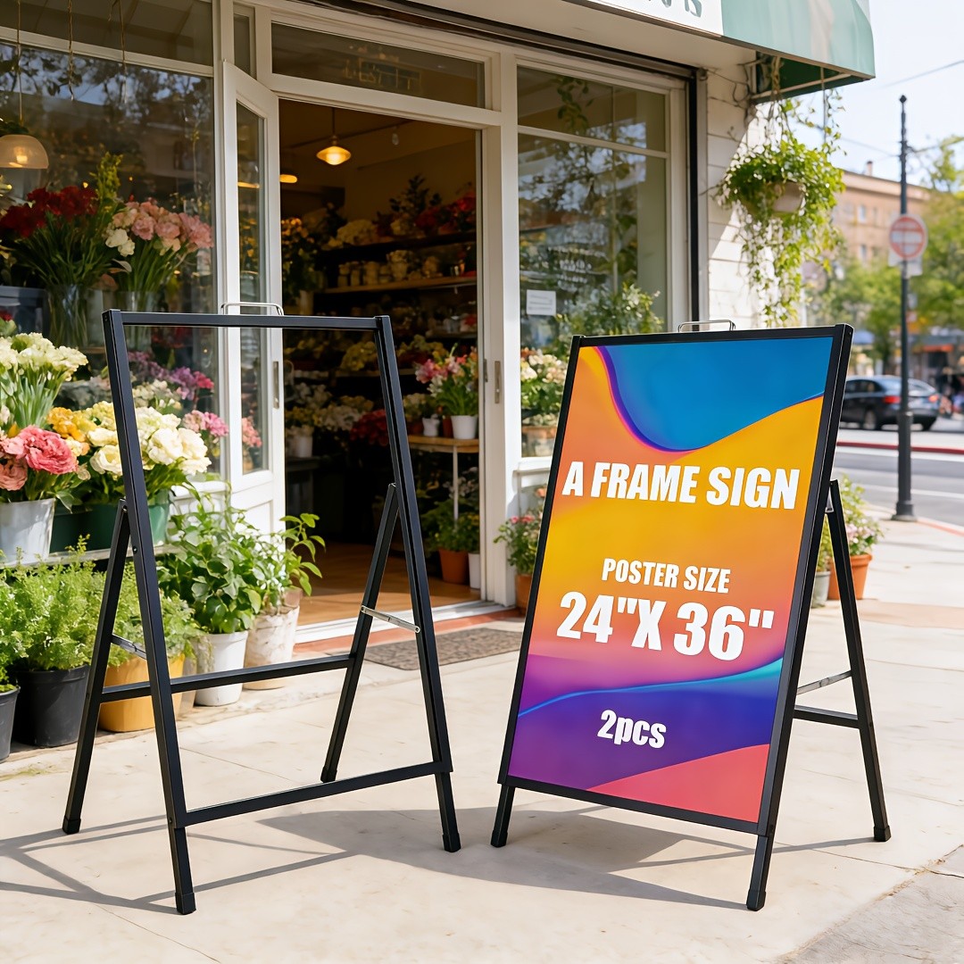 1/2pcs Heavy Duty Metal A-Frame Sidewalk Sign