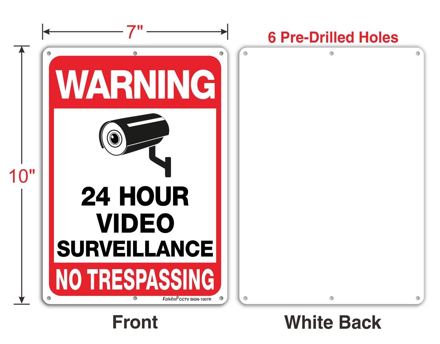 4-Pack Video Surveillance Sign, No Trespassing Metal Reflective Warning Sign