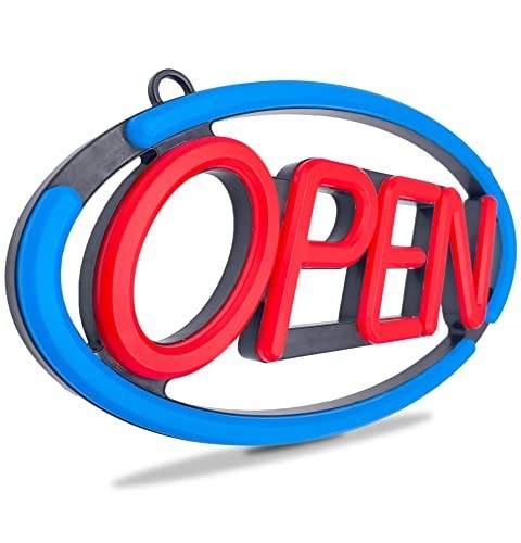 LED Open Sign for Business Window with Remote Control Blue-Red 24×12 in