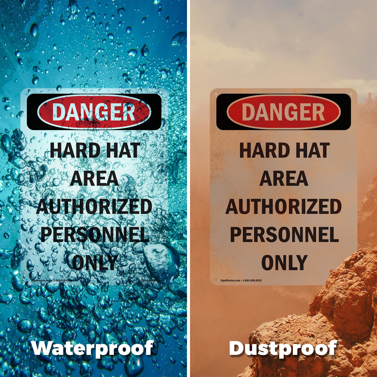 Portrait Hard Hat Area Authorized Personnel Only OSHA Danger Sign – 5 or 10 Pack