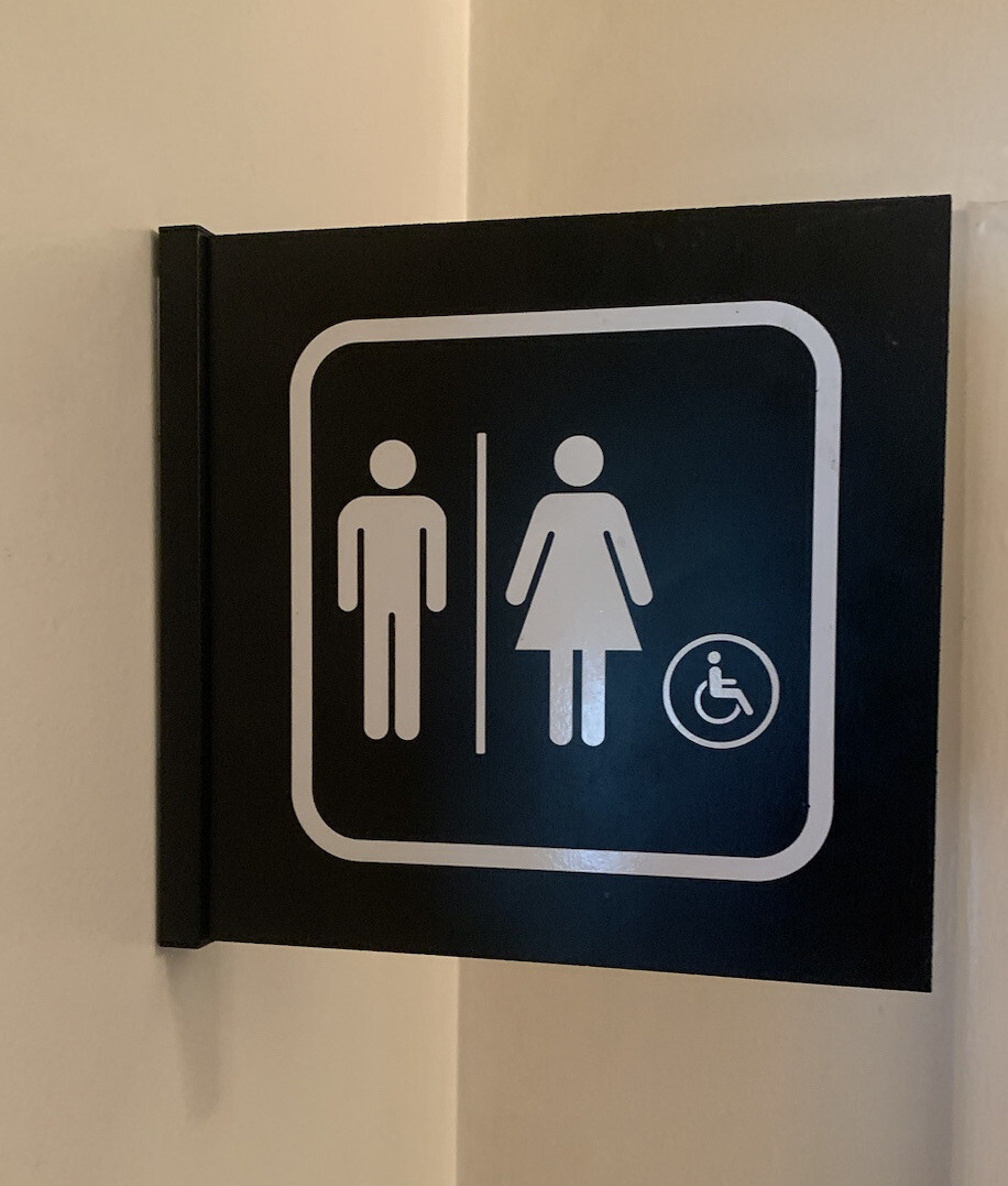 Wall-Mounted Commercial Restroom sign THE OFFICE, hallways, business, Dual sided