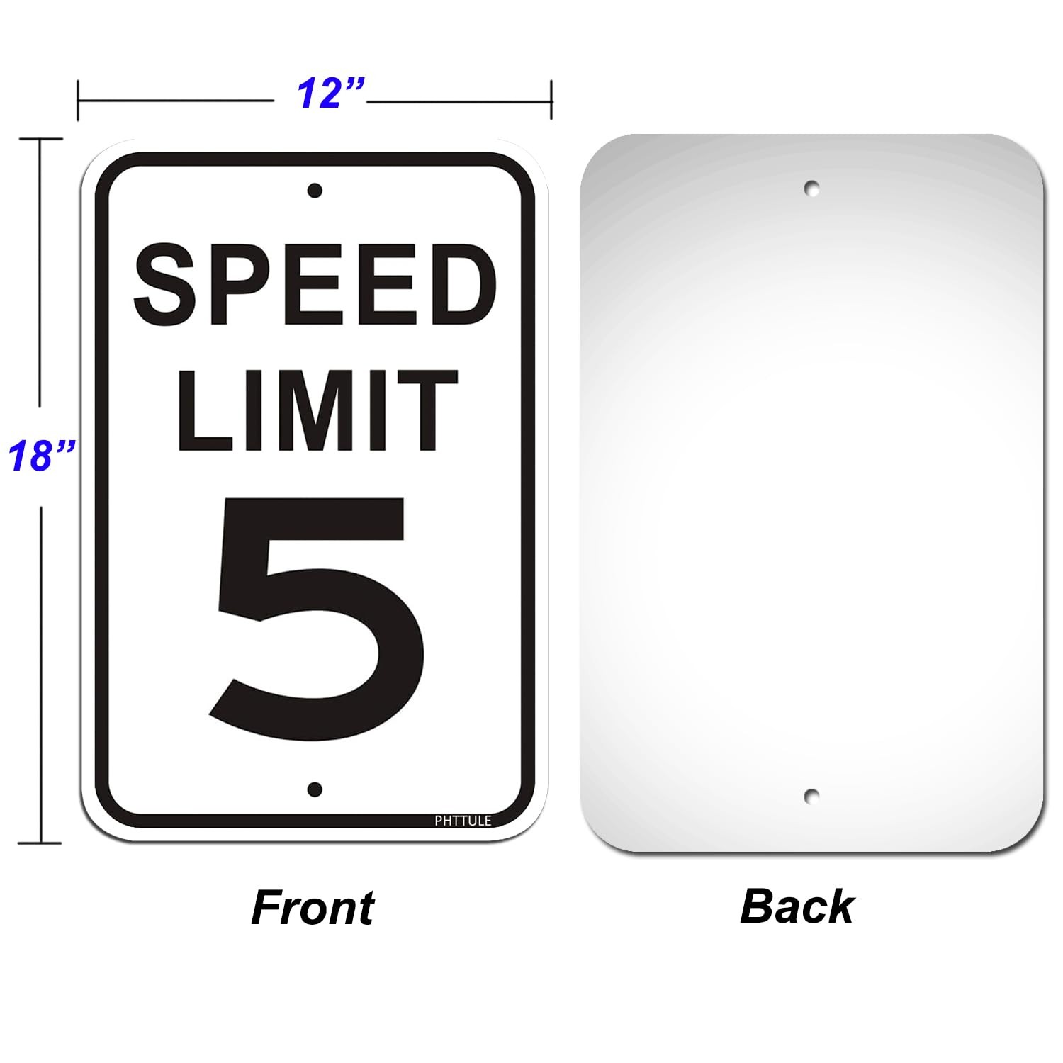 2-Pack 12x18in ‘Speed Limit 5 MPH’ Reflective 40Mil Aluminum Sign UV Coated
