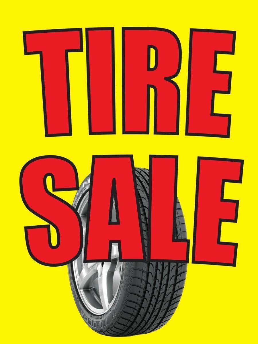 Tire Sale | Retail Window Display Sign | 18″W x 24″H