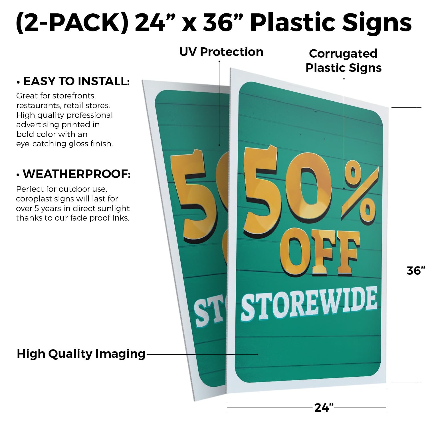 Signmission 50 Off Storewide 2-Pack 24 X 36 Plastic Insert 4Mm Corrugated