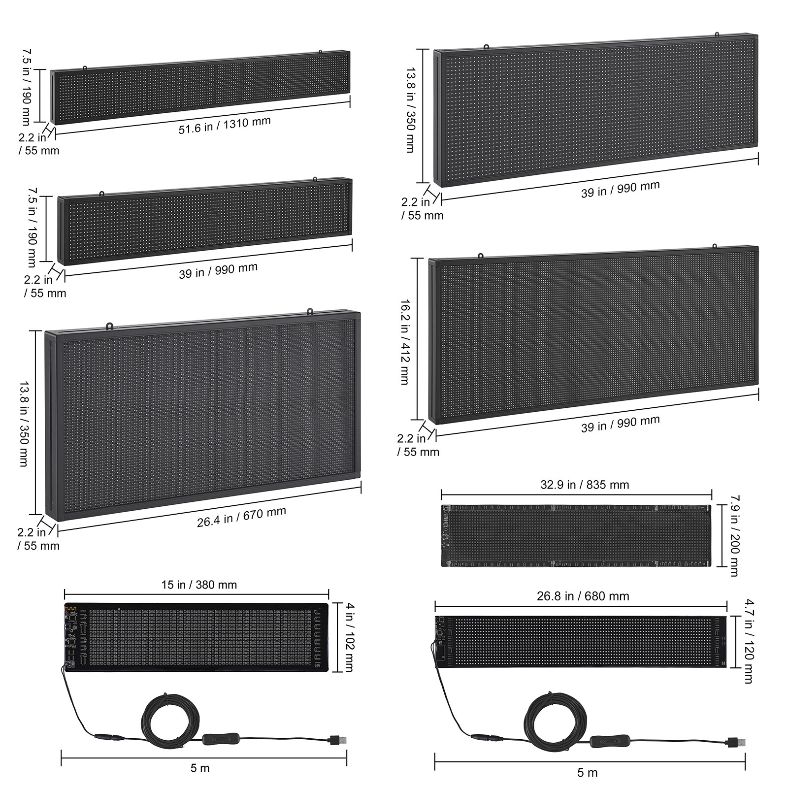 VEVOR Programmable LED Sign Scrolling Display Board P10 Full Color Multi-type