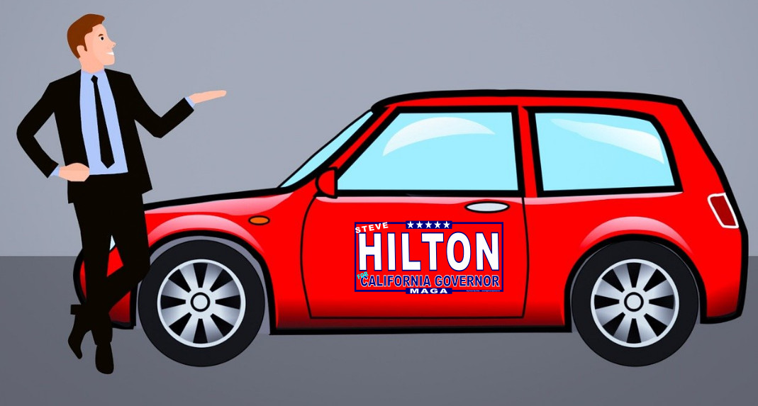 STEVE HILTON CALIFORNIA GOVERNOR – MAGNETIC CAR SIGNS-FREE SHIP-USA MADE red