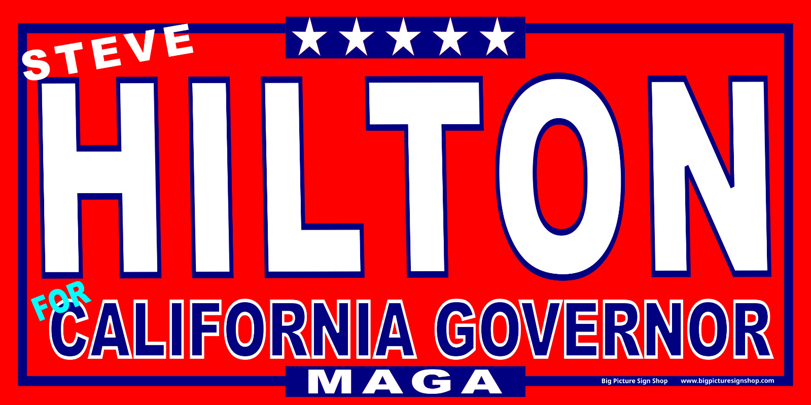 STEVE HILTON CALIFORNIA GOVERNOR – MAGNETIC CAR SIGNS-FREE SHIP-USA MADE red