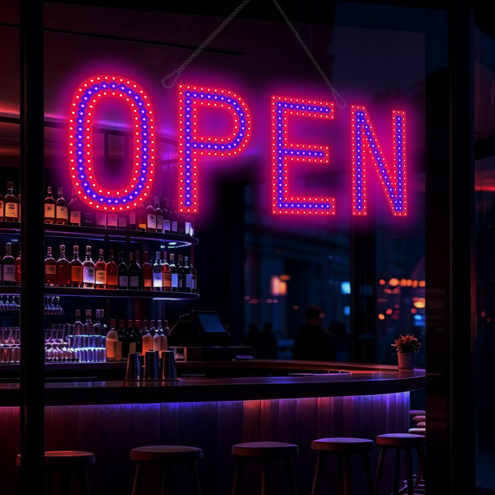 LED Open Signs for Business, 30″x10″ Large Ultra Bright Open Sign with Remote…