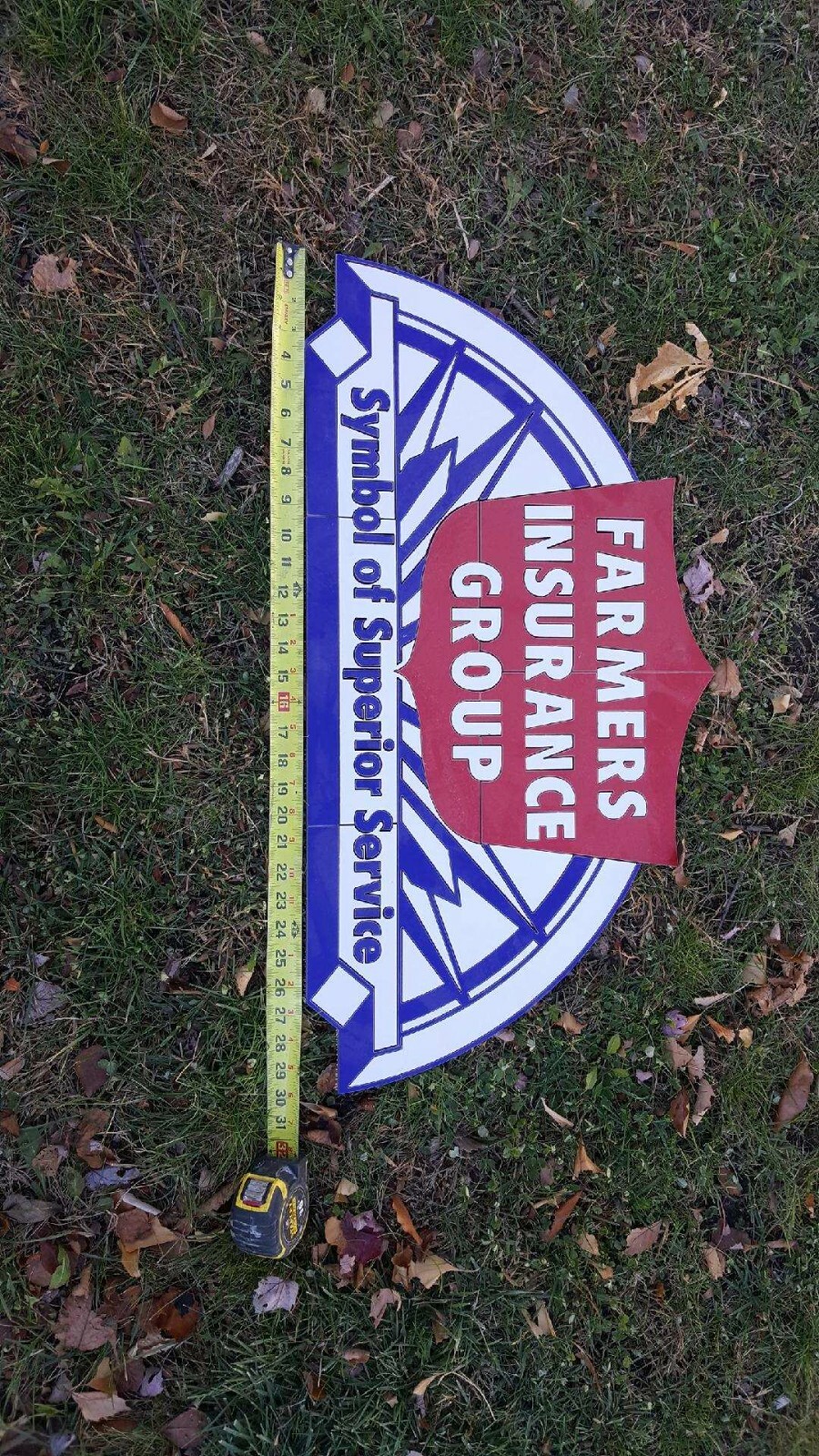 Farmer Insurance Ceramic Logo Sign ,16″/30″ , in good condition