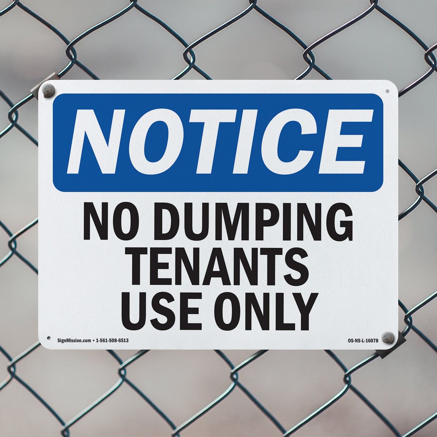 No Dumping Tenant Use Only OSHA Notice Sign Metal, Plastic, Decal 5 or 10 Pack