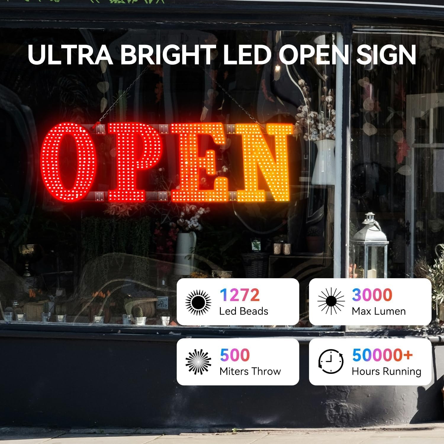 Open Sign 48″x16″ Large LED Open Signs for Business Color Remote Control