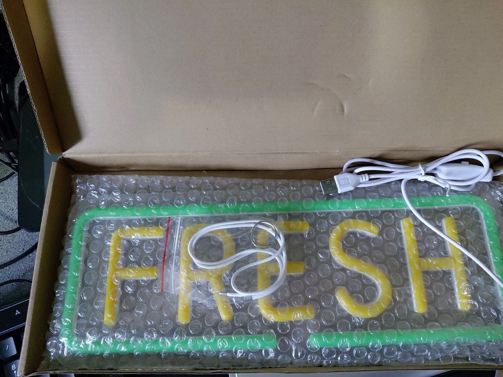 “Fresh” Sign | Neon, LED Light | 14.2″ x 5.6″ Bright!! USB Acrylic