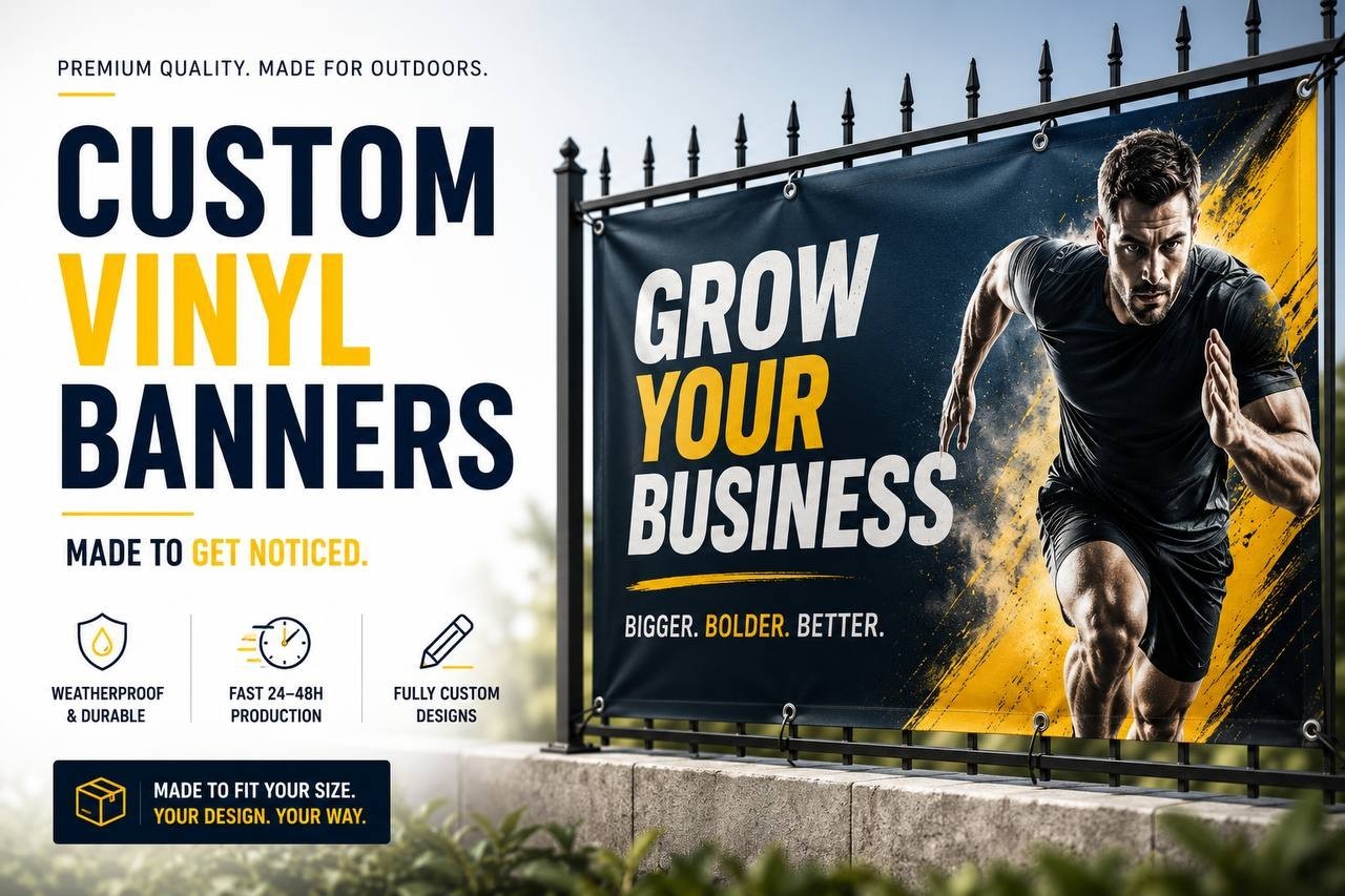 Custom Vinyl Banner Outdoor Waterproof UV Resistant 13oz Heavy Duty Made in USA